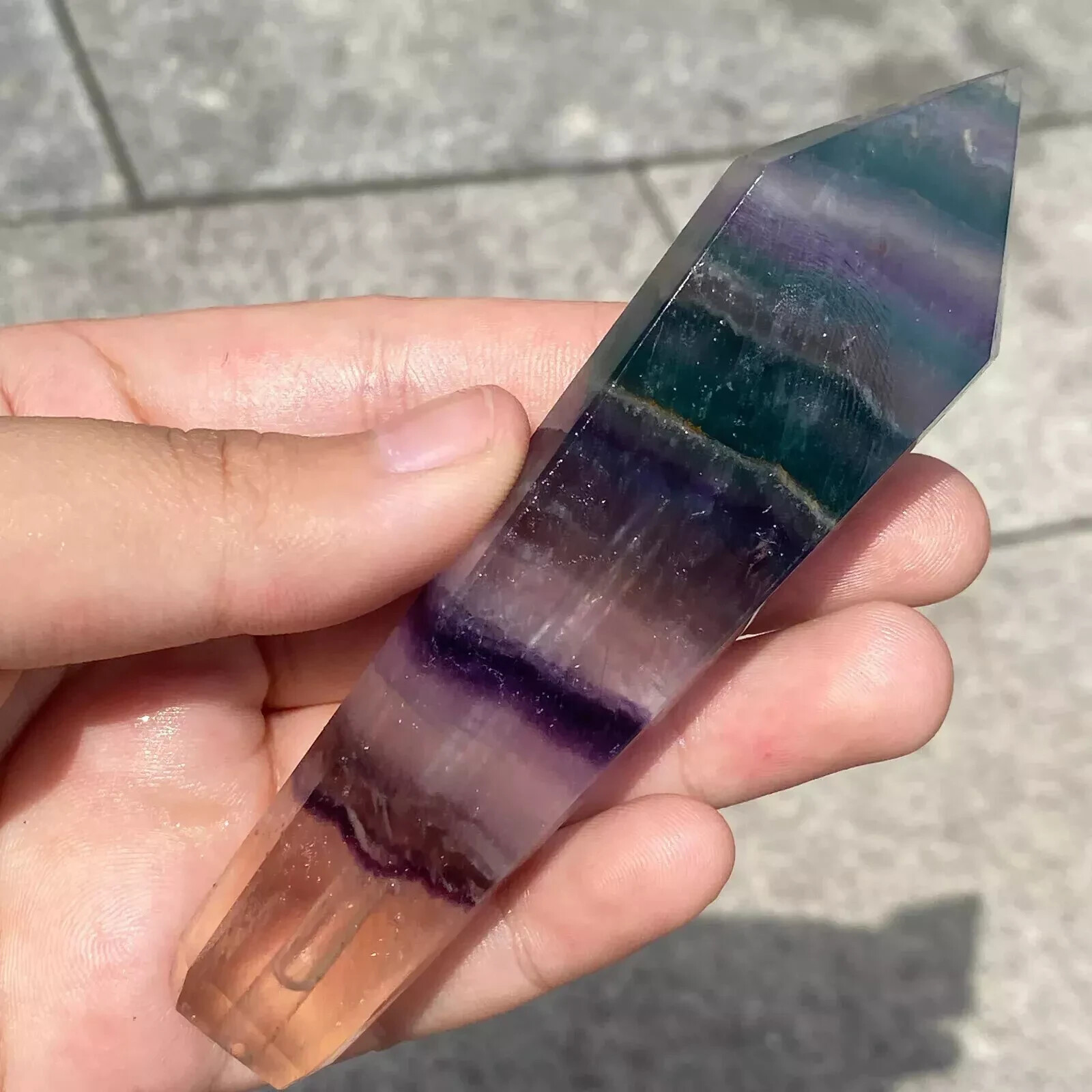 1pc Natural Color Fluorite Smoking Pipe Quartz Crystal Point Obelisk Wand Reiki