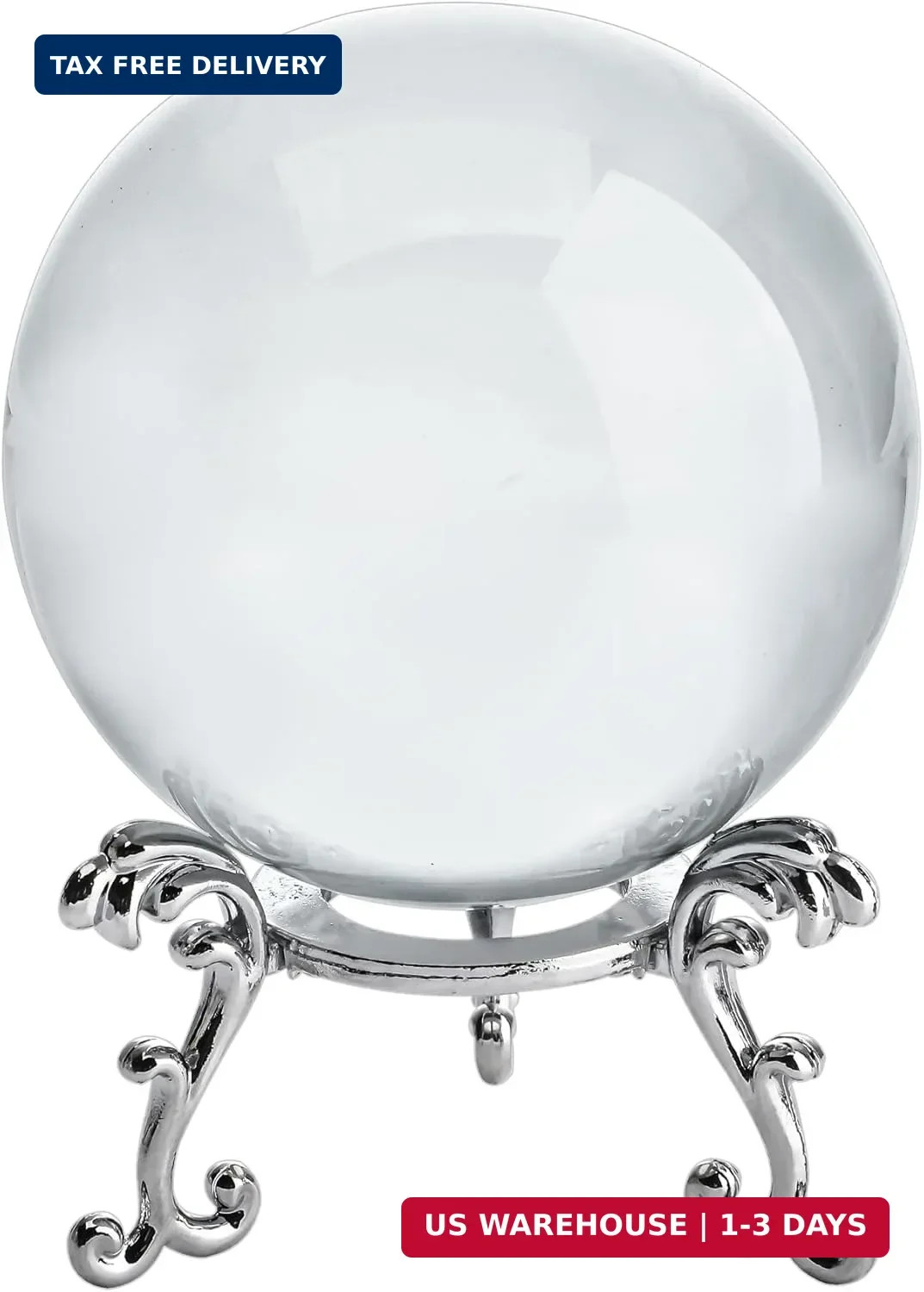 2.3in Sparkling Clear Crystal Ball with Stand 60mm Handcrafted Photography Prop