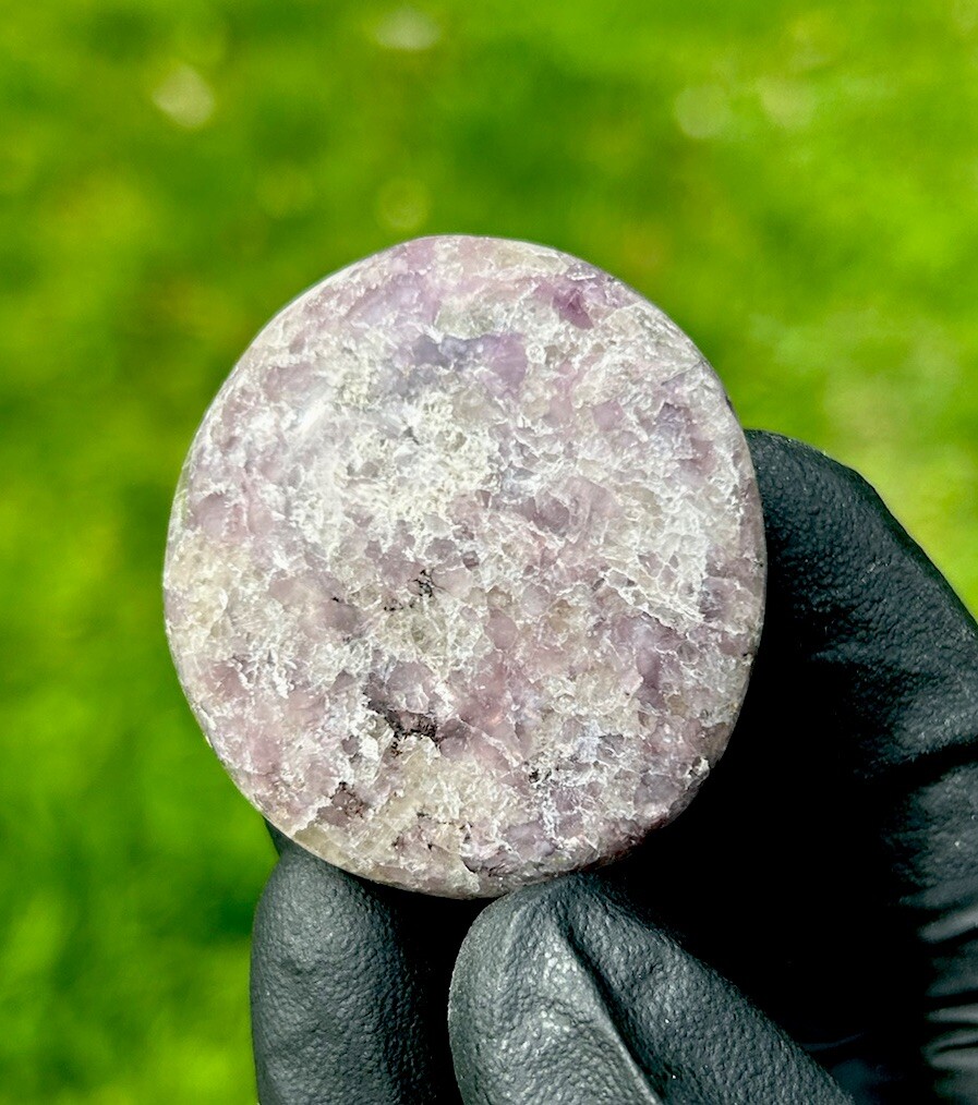 Handmade Polished LEPIDOLITE Healing Crystal Palm Stone Pebble MADAGASCAR