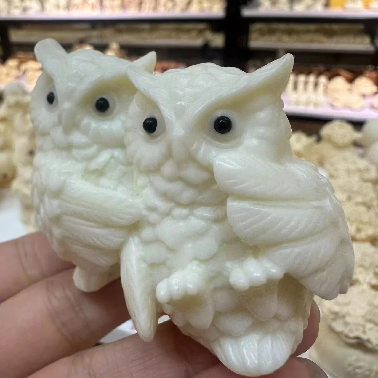 Natural Genuine Tagua Nut Carved owl Decor reiki healing gift decoration 1PC
