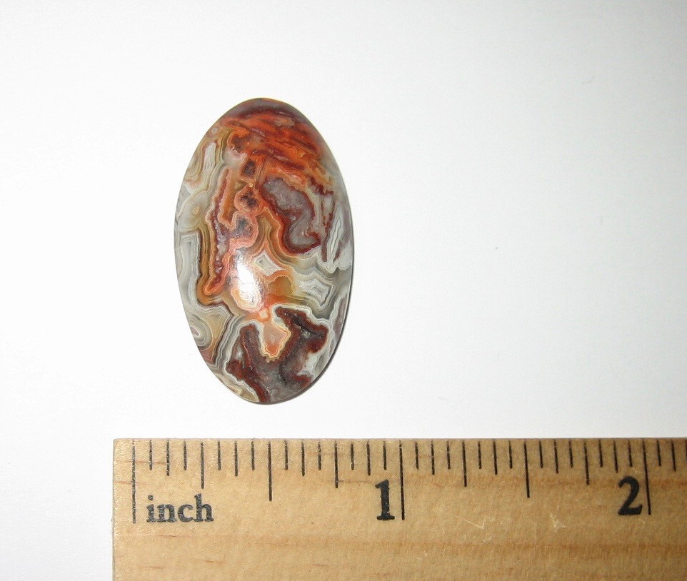 30x17mm POLISHED NATURAL LAGUNA LACE AGATE CRYSTAL STONE CABOCHON MEXICO 4.7g *3