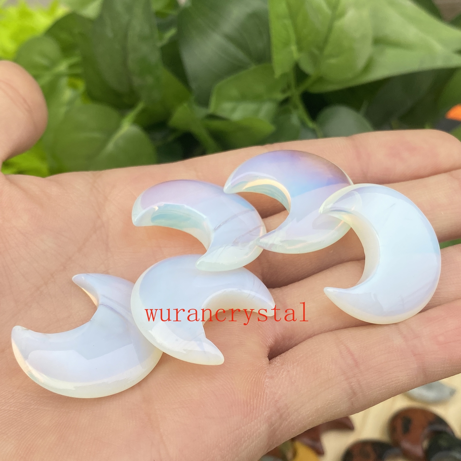 A+ Opalite moon Quartz crystal skull carved Healing point Gem Reiki gifts 5pcs