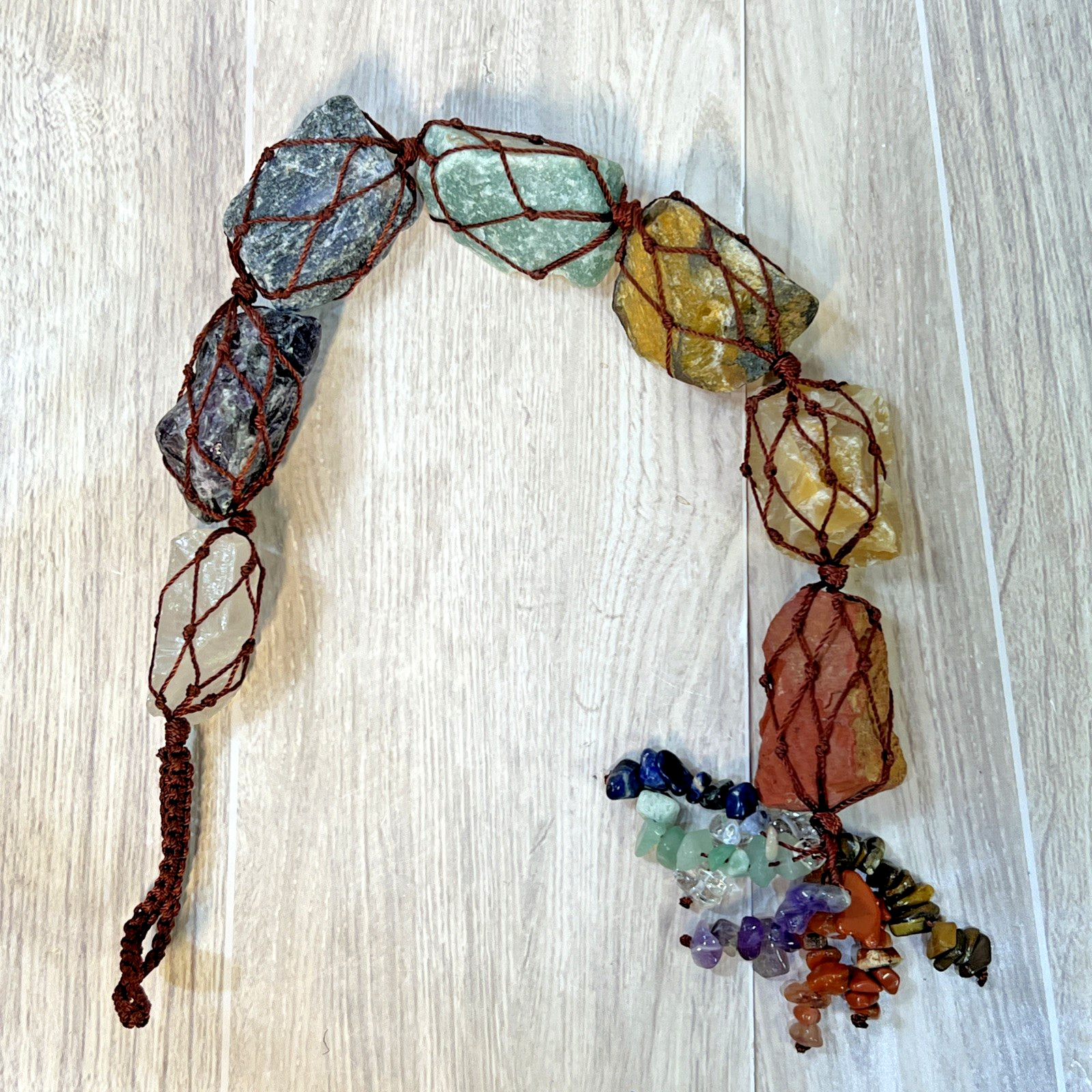 7 Chakra Crystals Holistic Reiki Healing Crystals Rocks Tumbled Hanging Decor