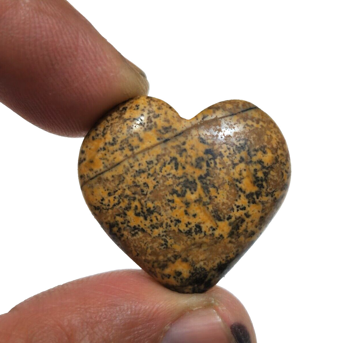 For Jewelry 50 Crt Amazing A+ Picture Jasper Heart Shape Cabochon Loose Gemstone