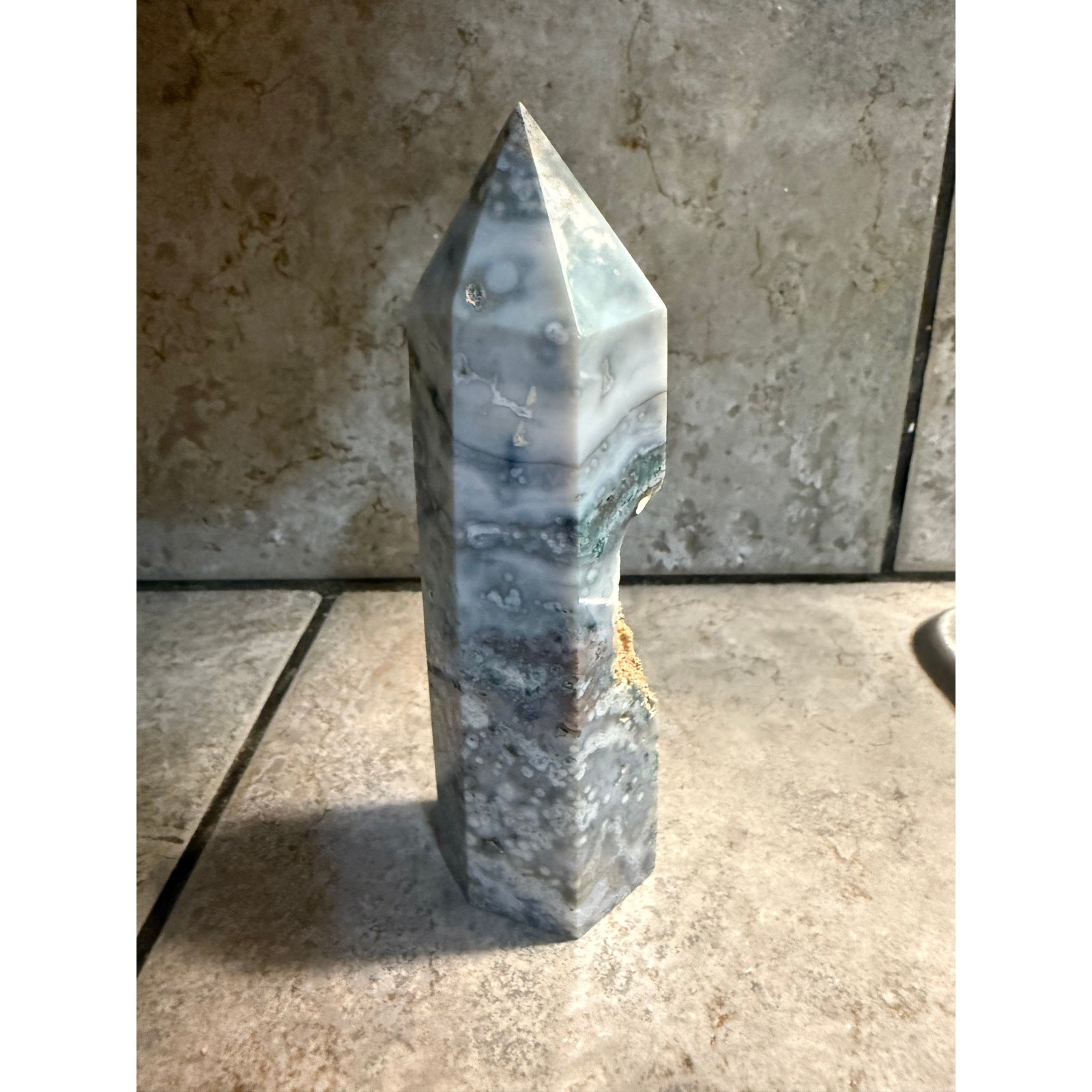 Ocean Jasper Tower Crystal Stone Gem 6 in tall 13 ounces
