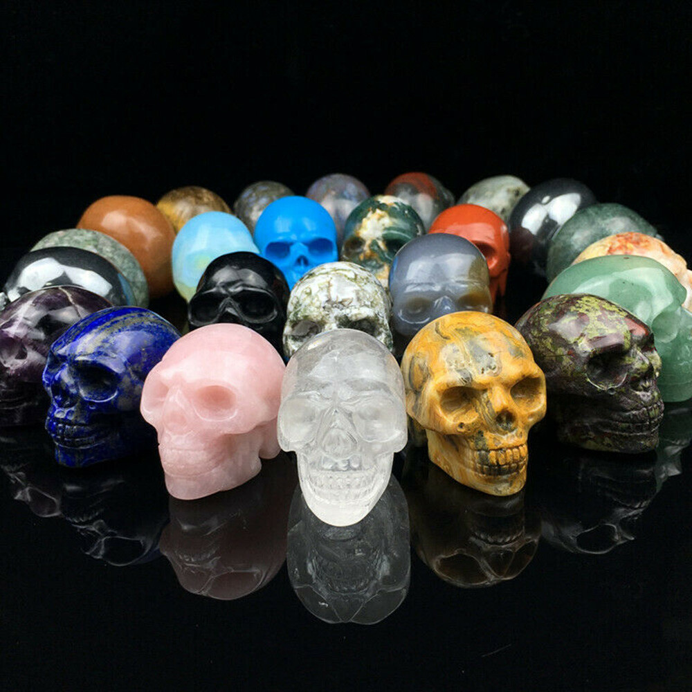 2” Natural Skull Quartz Crystal Specimen Hand-Carved Reiki Healing Stone