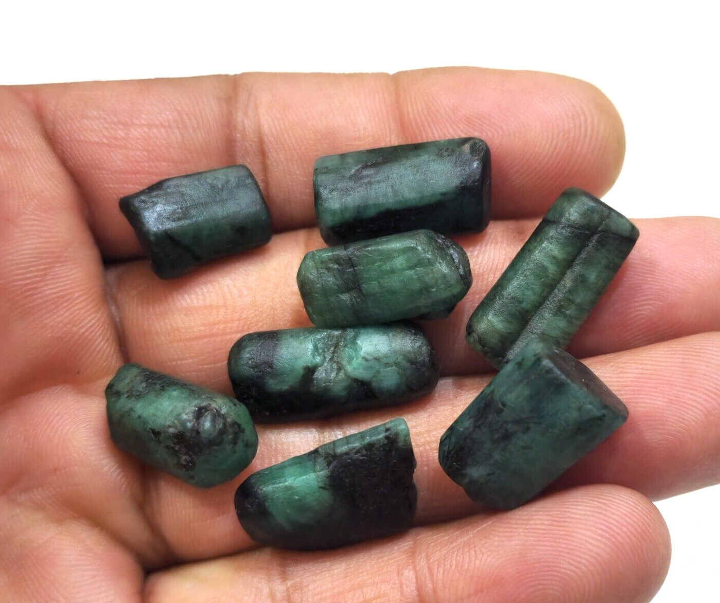 Beautiful Brazilian Emerald Raw 8 Pcs Lot 115 Crt Size 15-22 MM Loose Gemstone