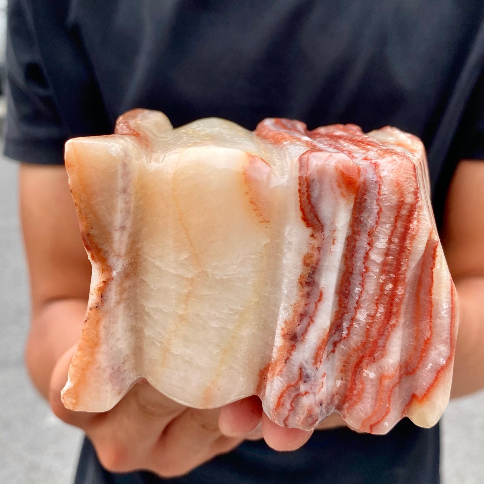 2LB Natural Pork Stone (Bacon Calcite) Slice Feng Shui Home Decor Specimen