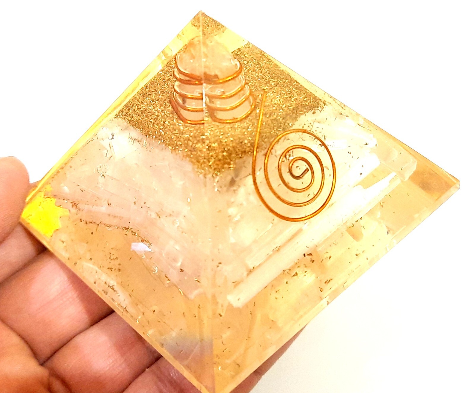 Selenite Orgone Pyramids Healing Stone Orgone Gemstone Pyramid Stones 2.5 inch