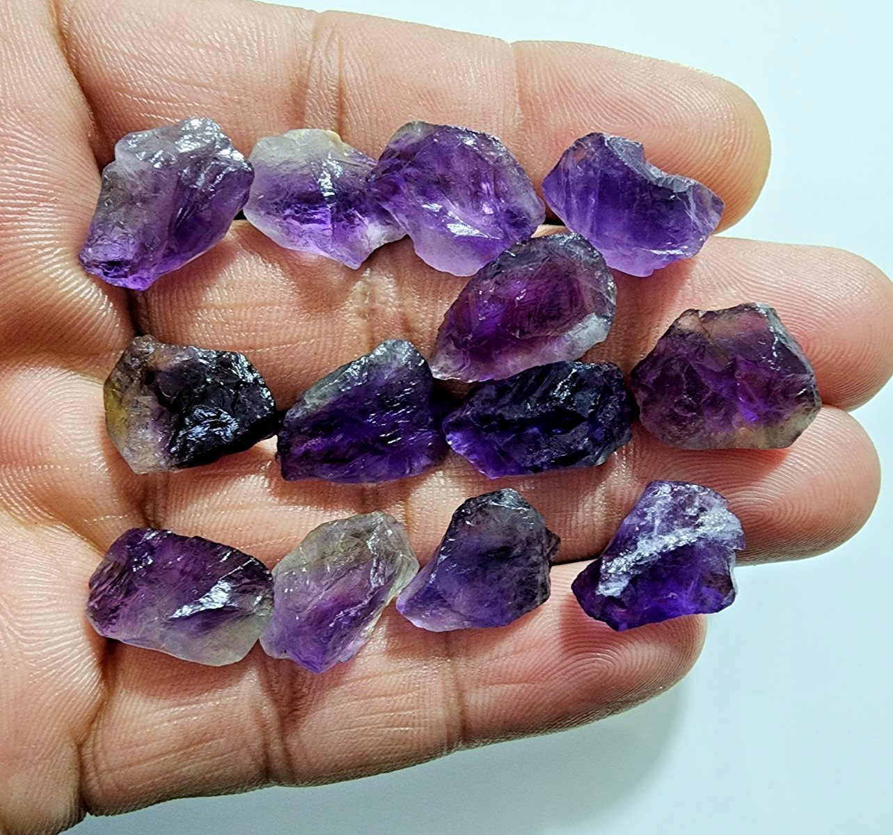 13 Pcs Ultimate Purple Amethyst Rough Gemstone Raw Size 15-18 MM Crystal Stones