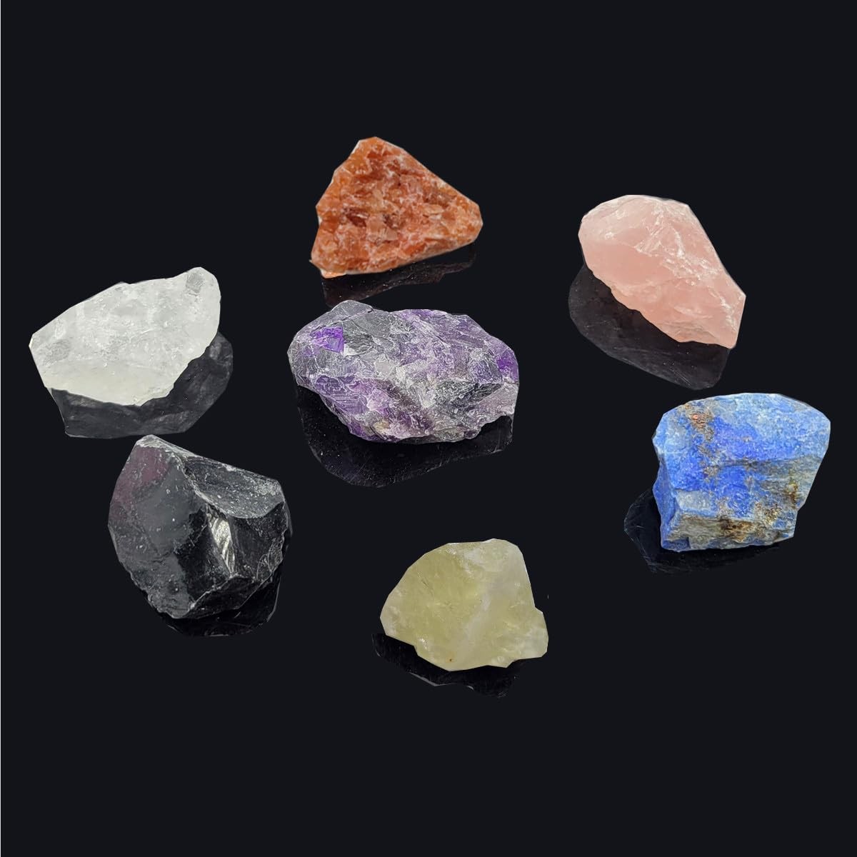 7 Chakra Balancing Raw Crystal Set 7Pcs Energy Stones Healing Meditation