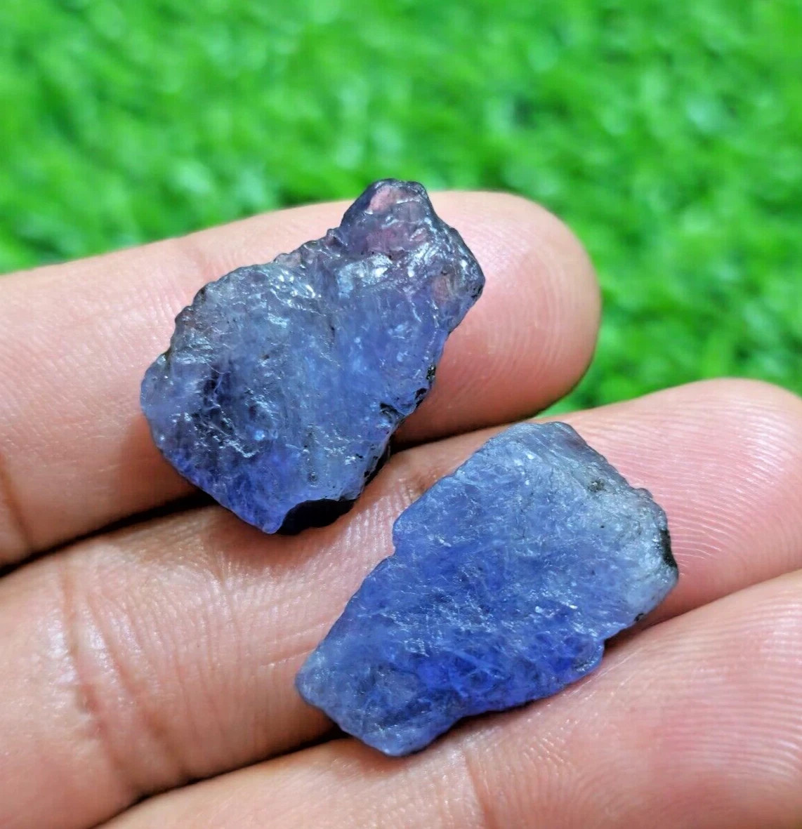 Beautiful A+ Earth Mined Blue Tanzanite Raw 2 Piece Size 24-25 MM Loose Gemstone