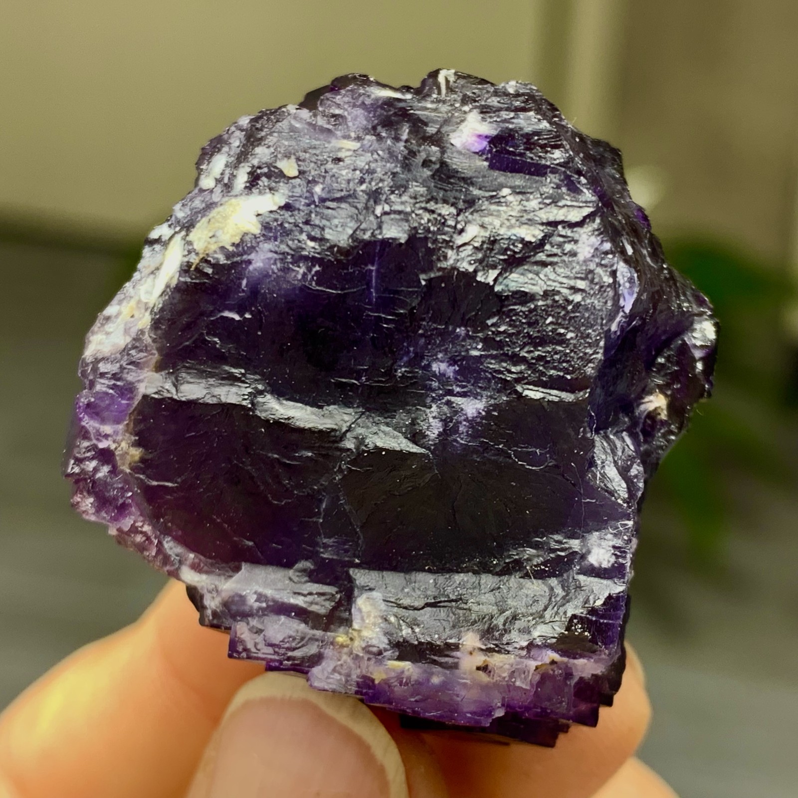 40G Natural purple framed cubic fluorite mineral specimen/Inner Mongolia