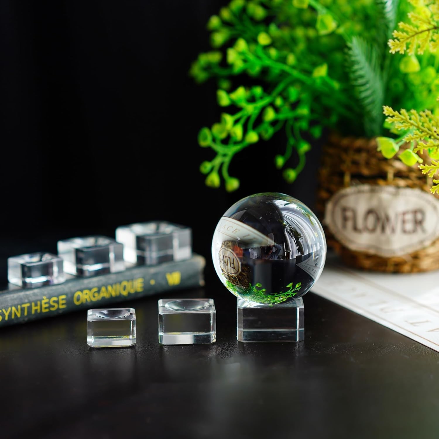 6 Pack Square Crystal Display Bases for 3D Laser Balls 6pcs Glass Stands for …
