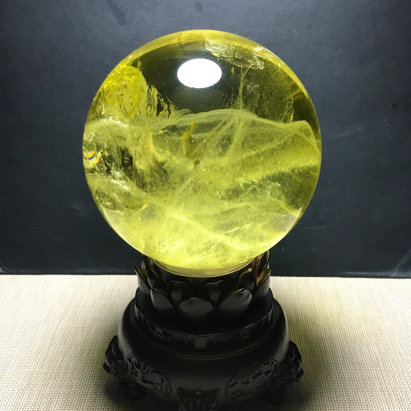 15LB Top Natura Citrine Quartz Sphere Quarzt Crystal Ball reiki Healing