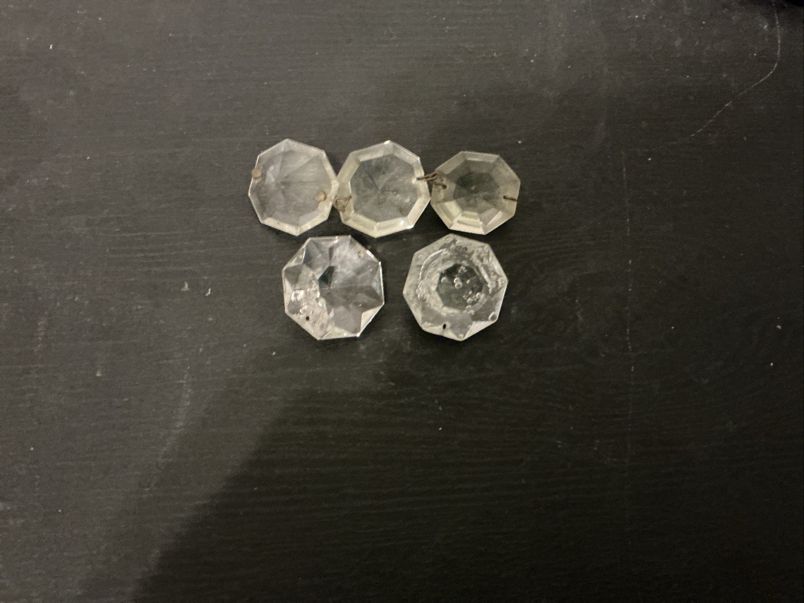 RARE Antique 1 1/8″‘ Inch Crystals Set of 5 largest om ebay