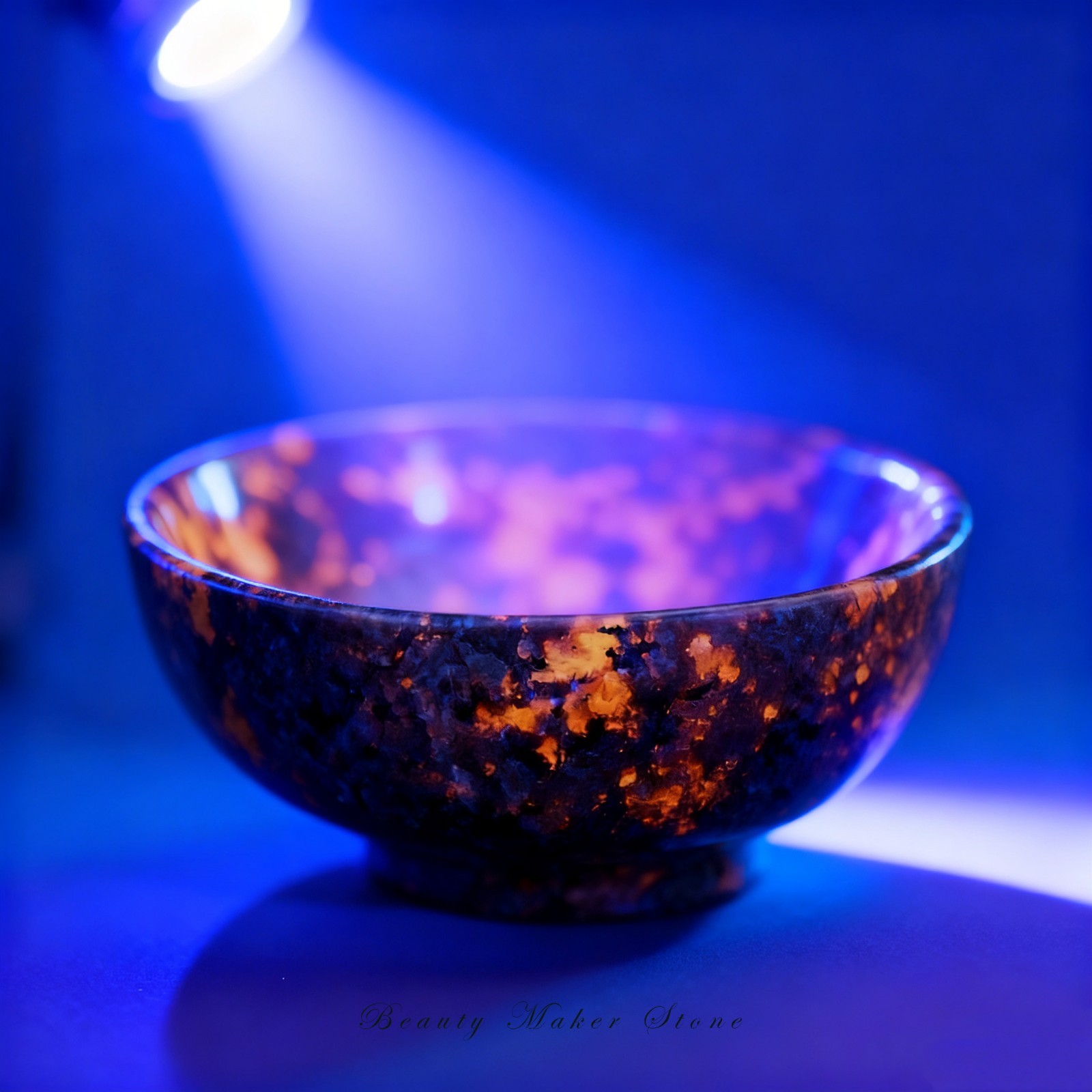 Yooperlite Crystal Bowl UV Reactive Flame Stone Crystal Healing Gift& Home Decor