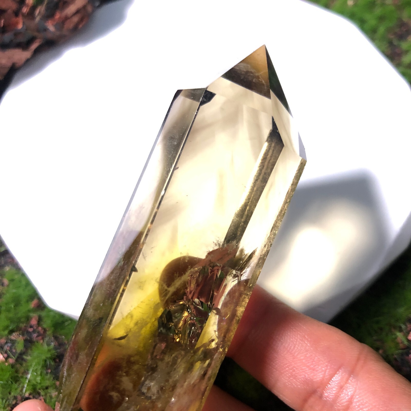 Natural Rainbow Citrine Tower Crystal Quartz Energy Healing Chakras 87g 7.8cm