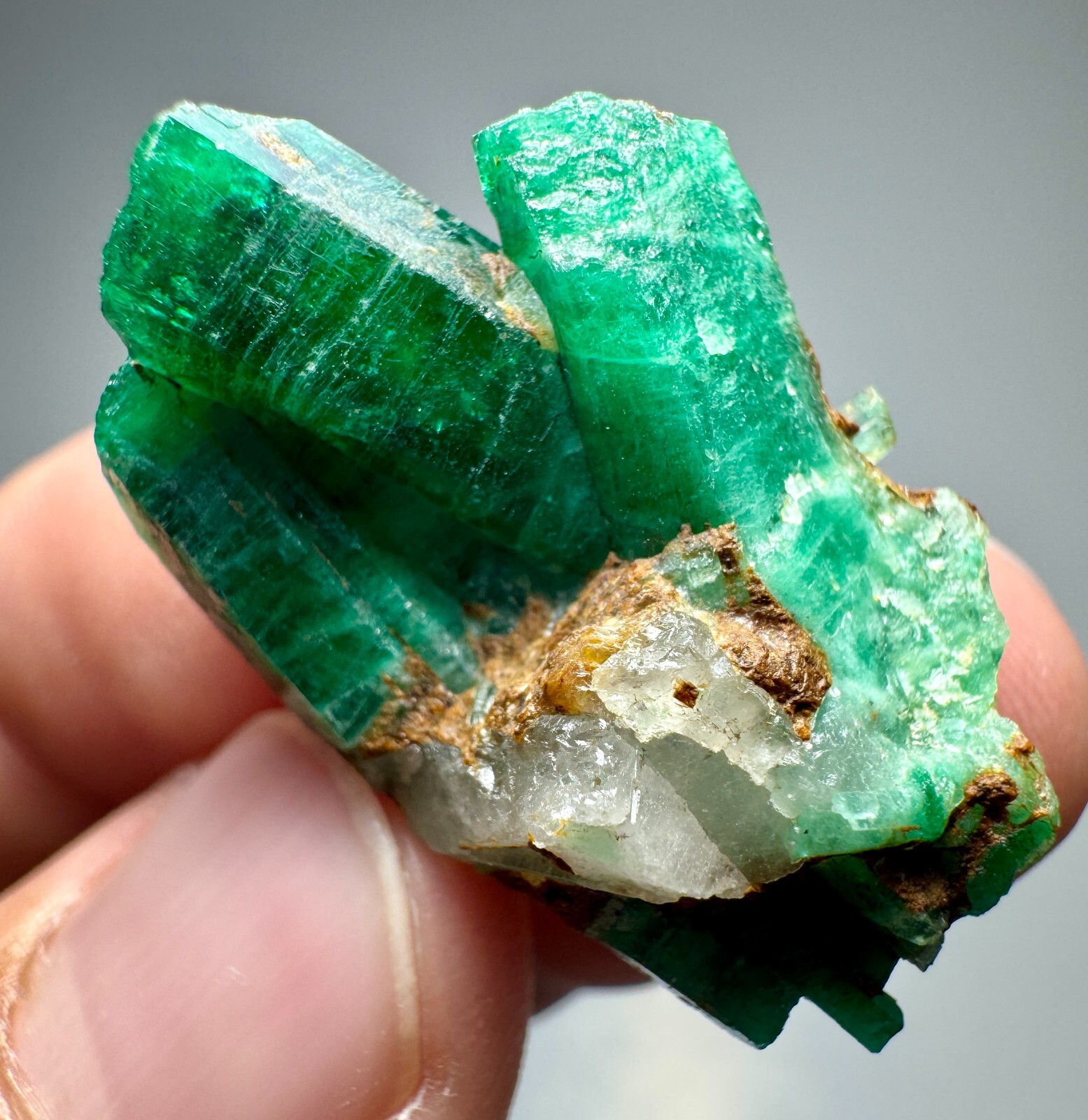 Panjshir Green Emerald Crystals Bunch With Quartz @AFG. 38 Carat