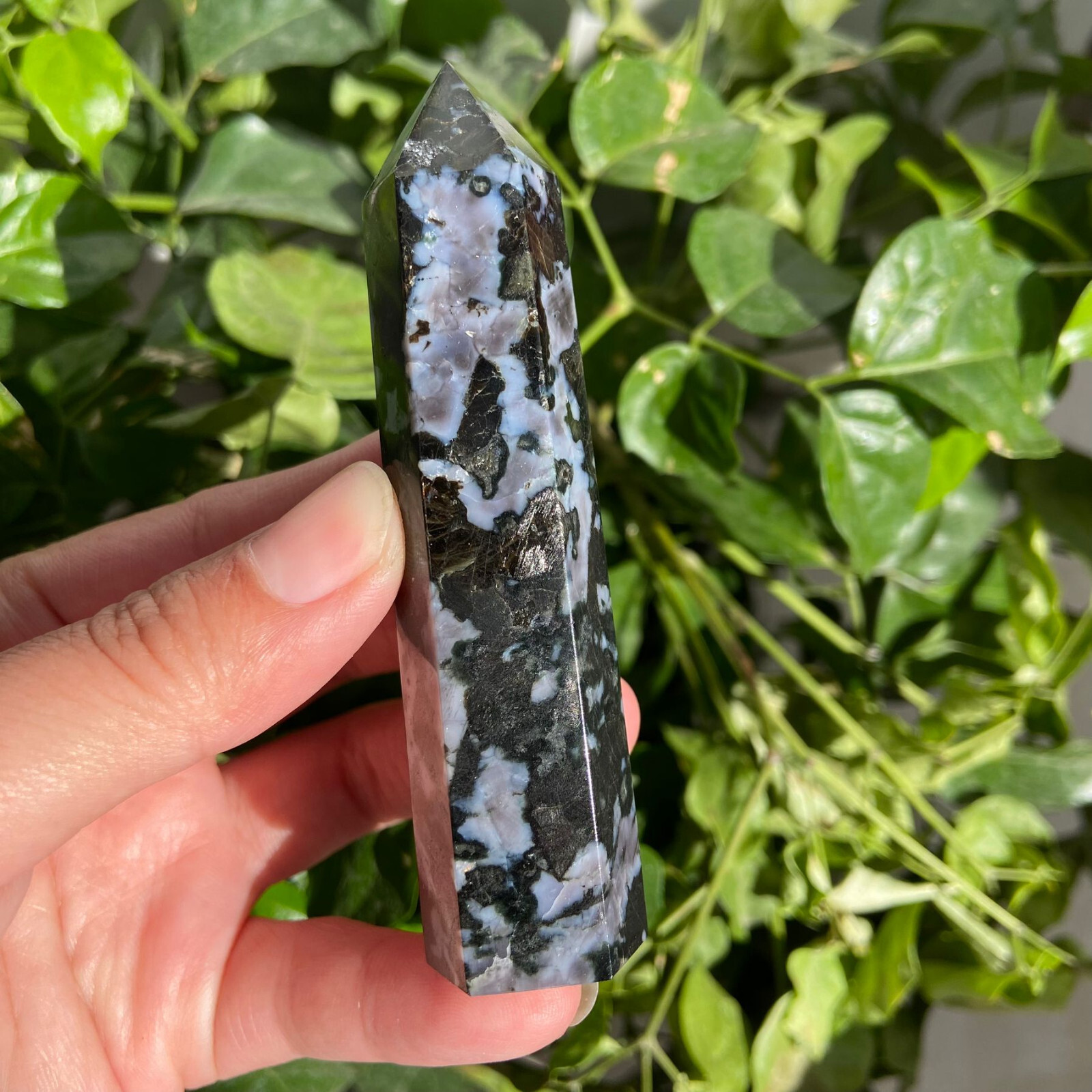 164g 2pcs Indigo Gabbro Stone Point Tower Quartz Crystal Specimen Polished