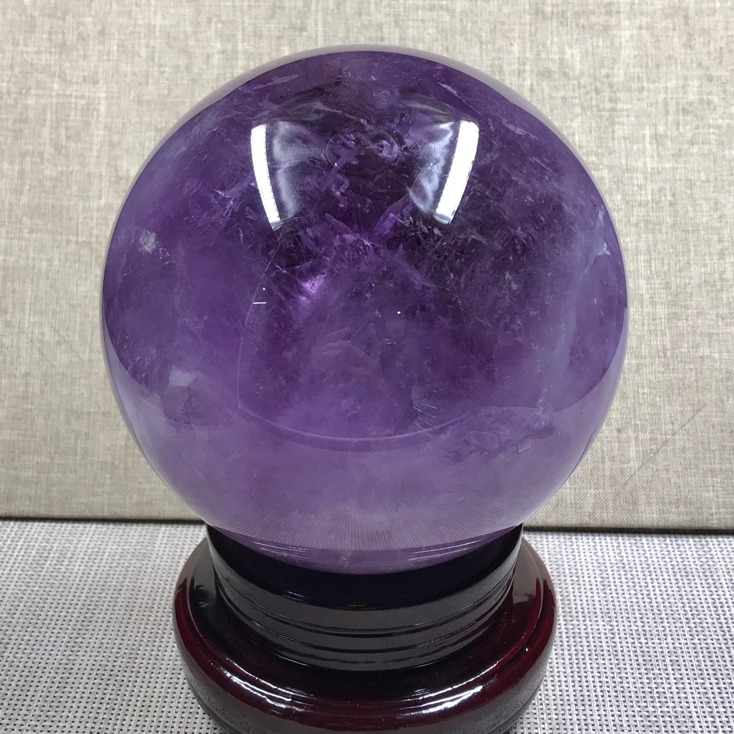 7.6LB Natural Amethyst Sphere Crystal Ball with Wood Stand Healing Feng Shui Dec