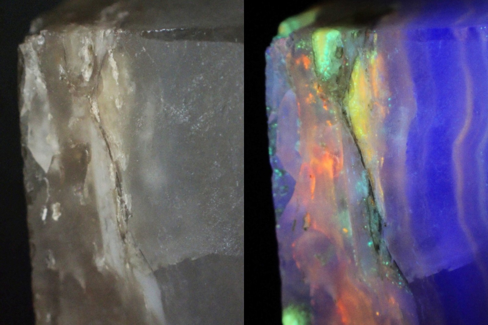 Beautifully fluorescent Hokkaidoite and opals containing organic minerals B262