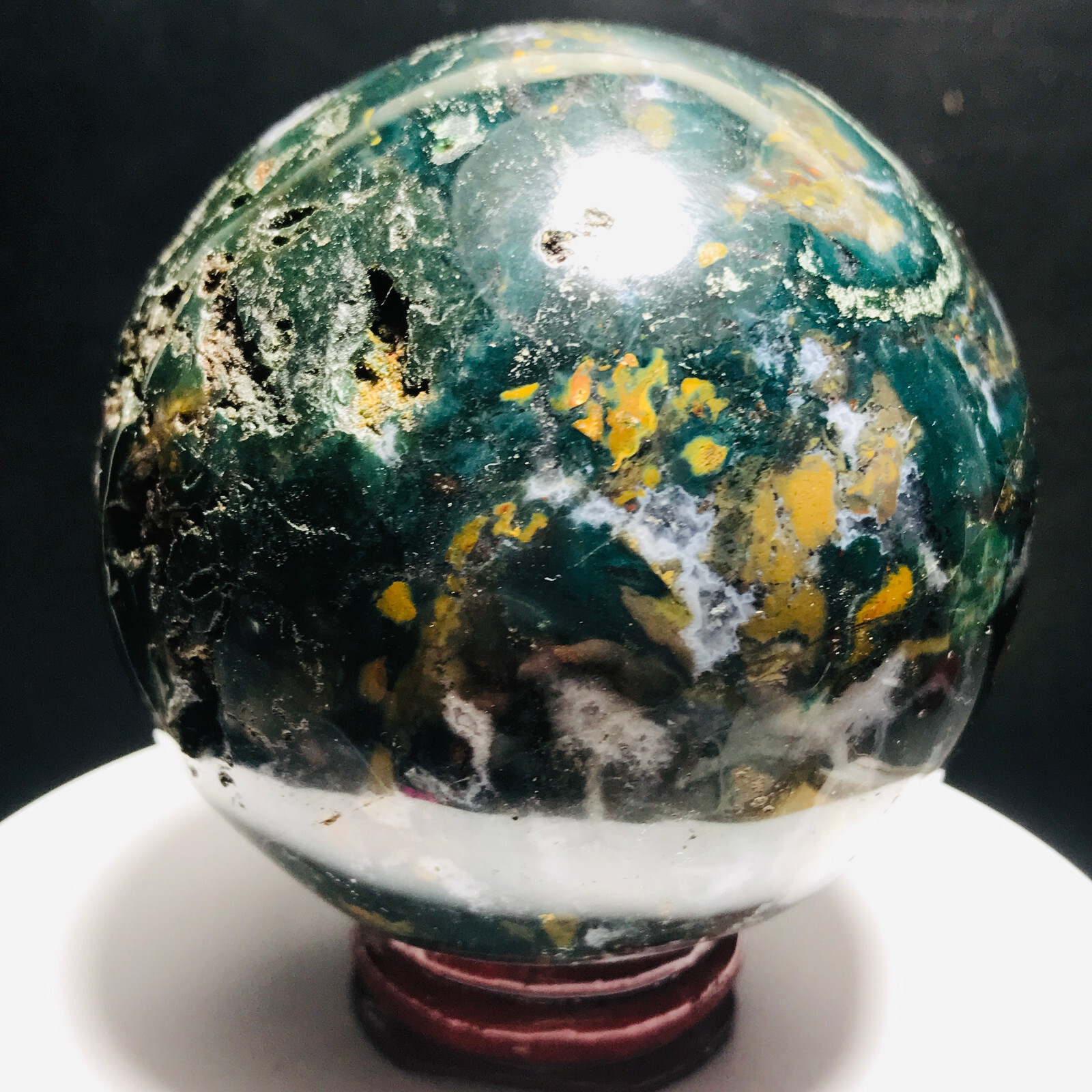 548g 73mm Natural Ocean Jasper Quartz Crystal Ball Specimen Home Decor 59