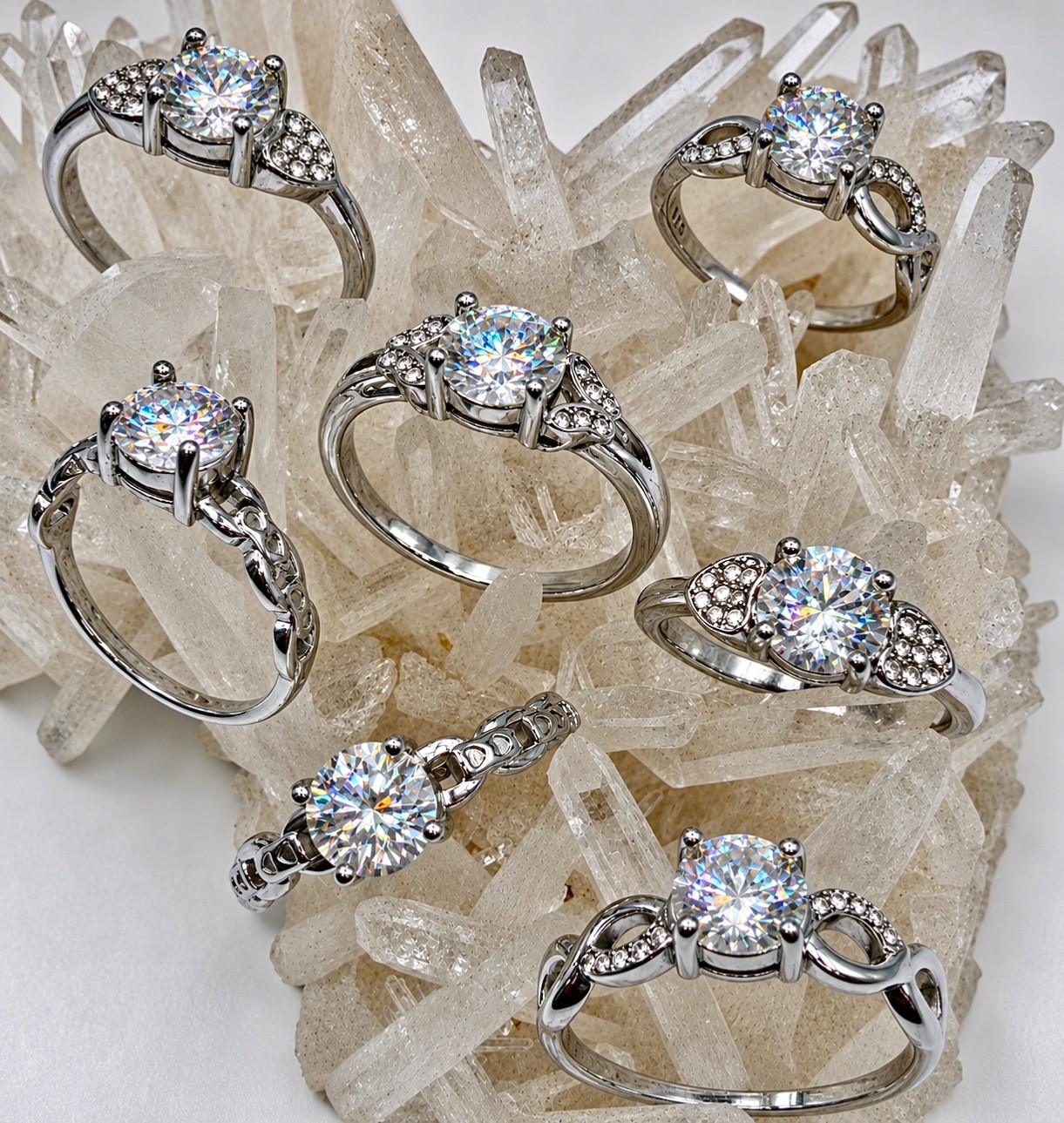 Wholesale Lot 7 Pcs Natural Moissanite Stainless Steel(316) rings 4mm