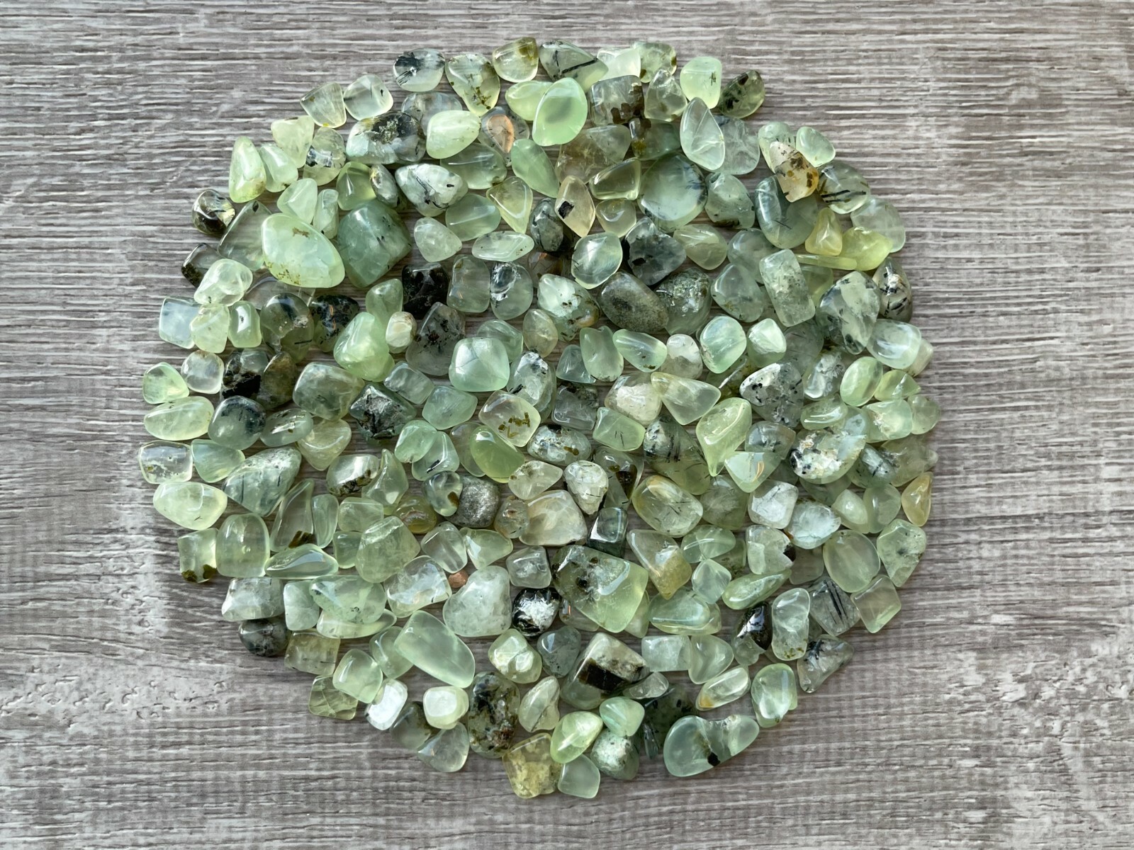 Grade A++ Green Prehnite Semi Tumbled Gemstone Chips 6-15 mm, Wholesale Bulk Lot