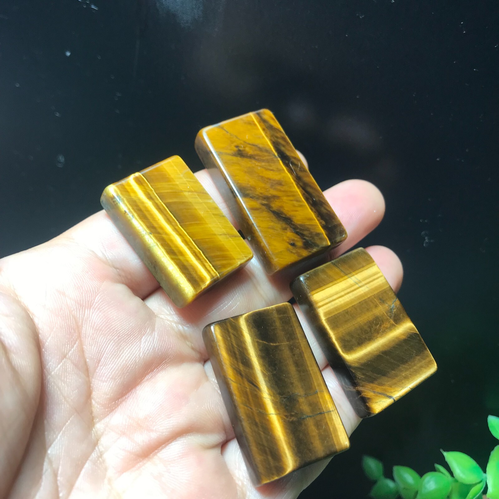 4pcs 51g Natural Tiger Eye Gemstone rectangular pendant 841