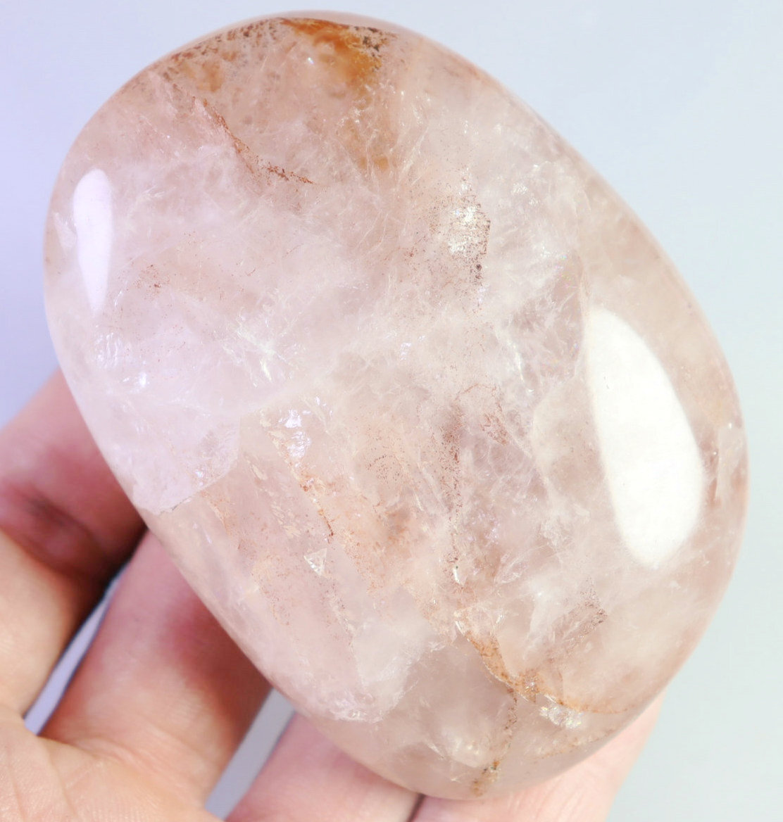 Natural RED FIRE Hematoid Quartz Crystal Palm Stone Reiki Healing Energy