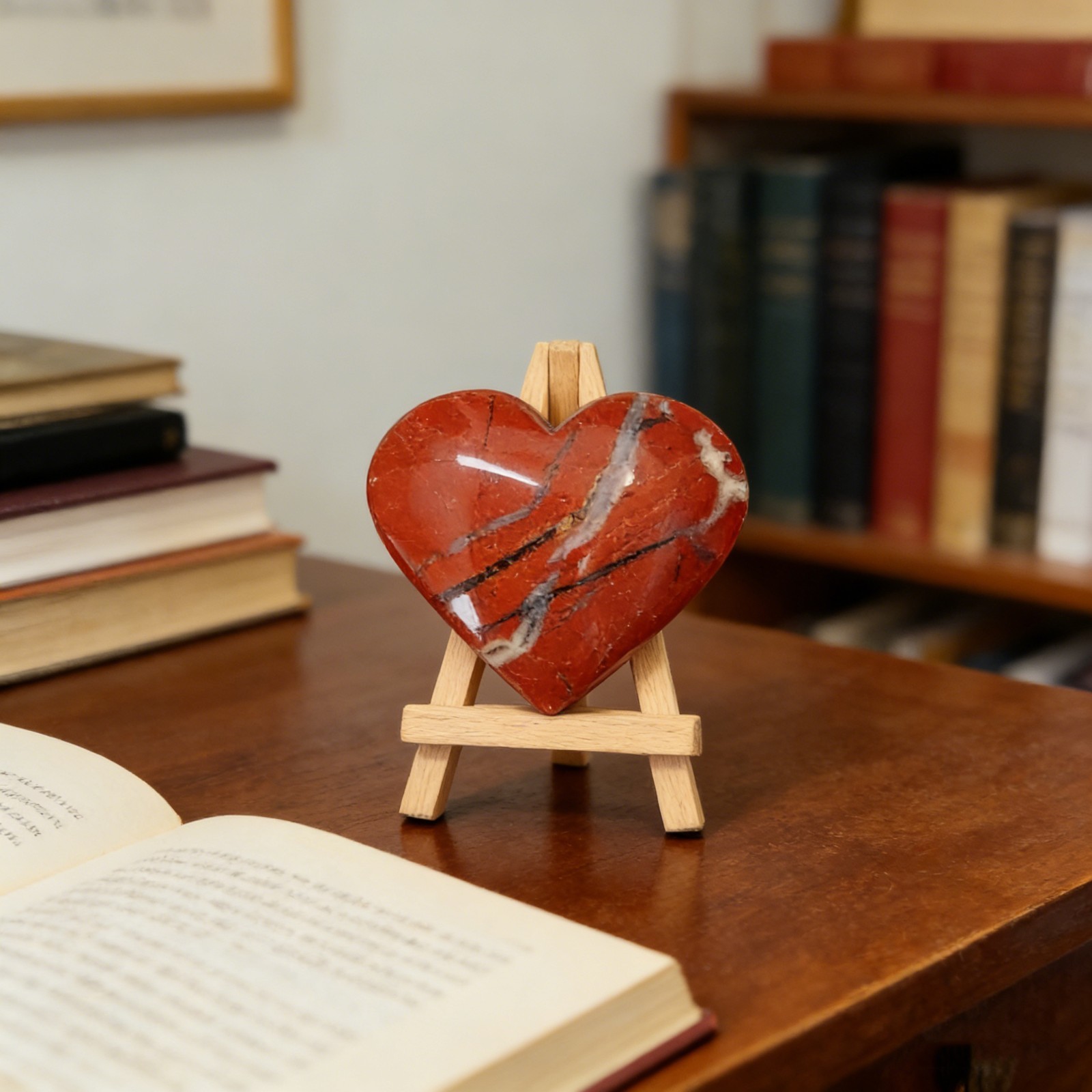 Natural Red Jasper Heart Love Carved Palm Stone Healing Crystal Home Decor