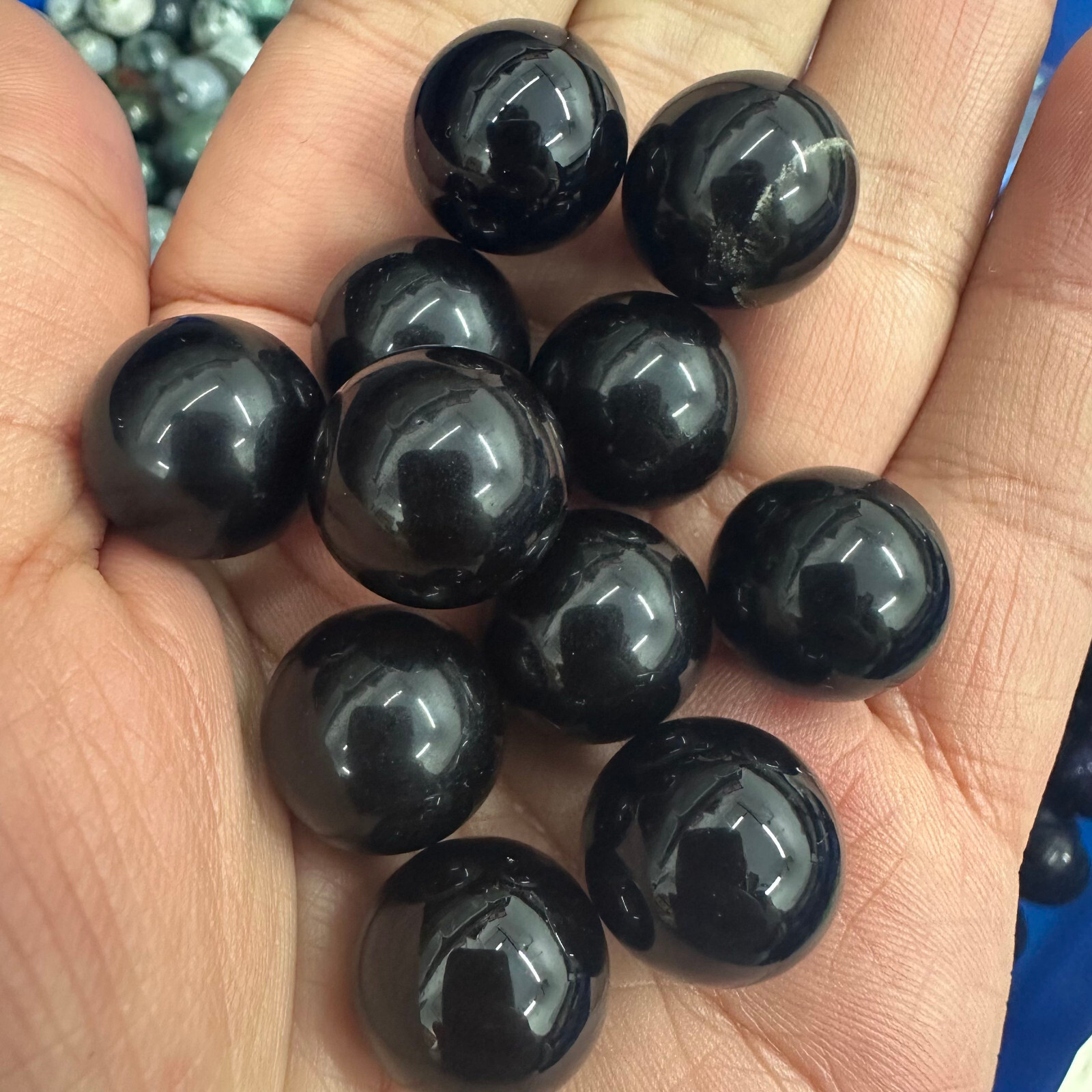 10PC Wholesale Natural Obsidian Ball Quartz Crystal Sphere Energy Healing Stone