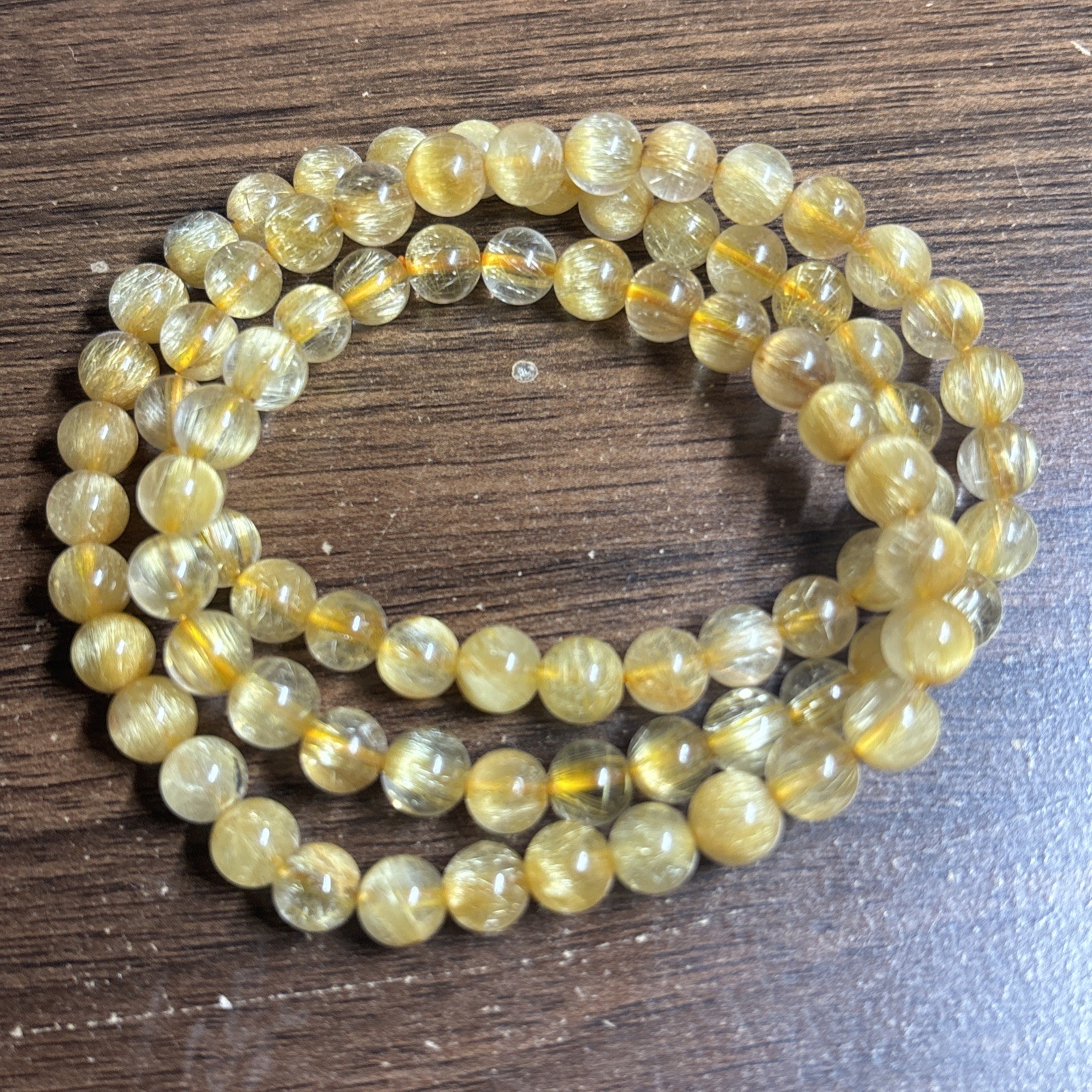 Genuine Natural Gold Rutilated Woman Bracelet Necklace 5mm Wide 25cm Length