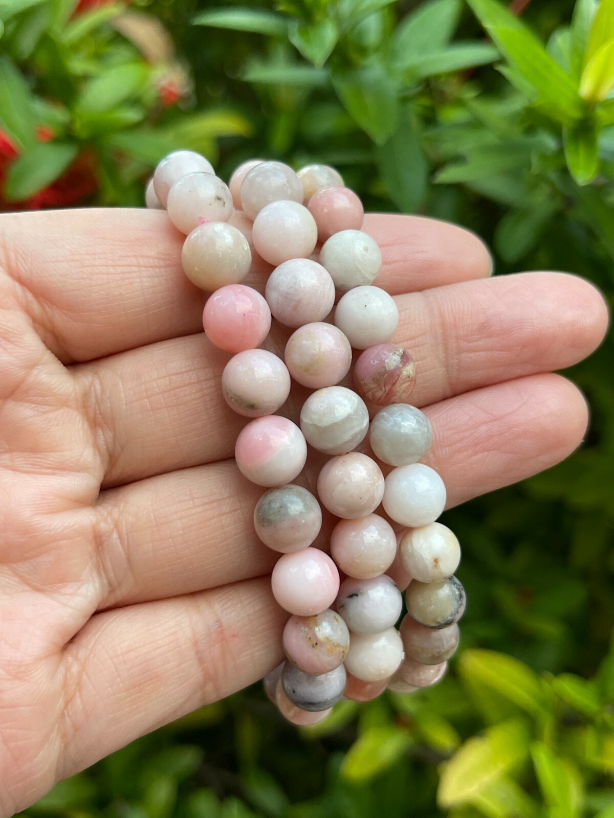 Grade A++ Pink Opal Crystal Bead Bracelet 8mm, Genuine Pink Opal Bracelet
