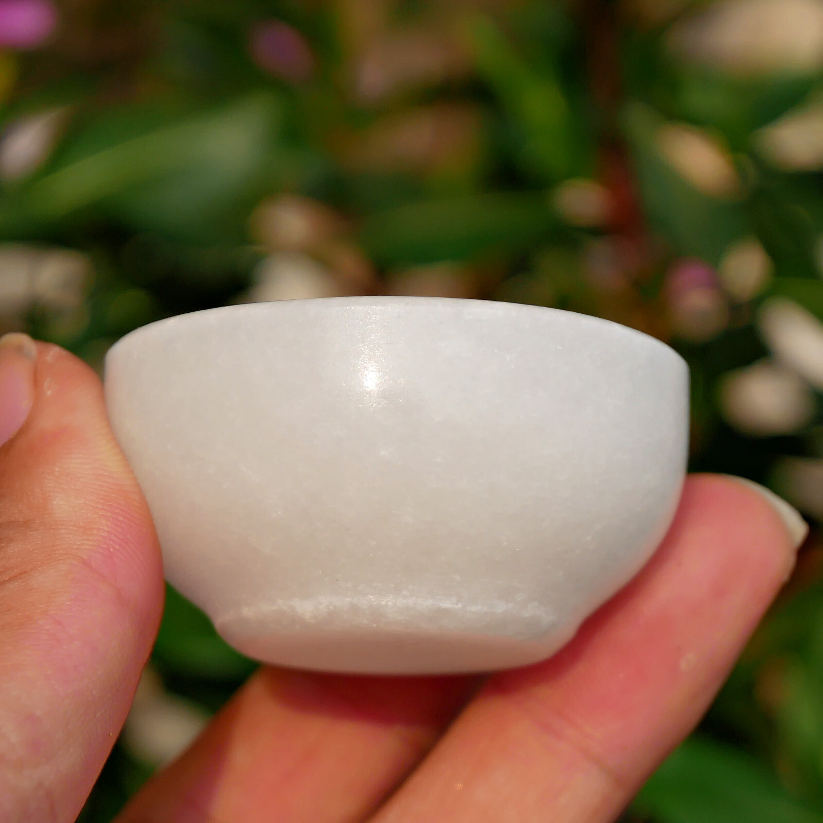 1pc Natural White Jade Quartz Carved Bowl Skull Reiki Crystal Healing Gift Gems