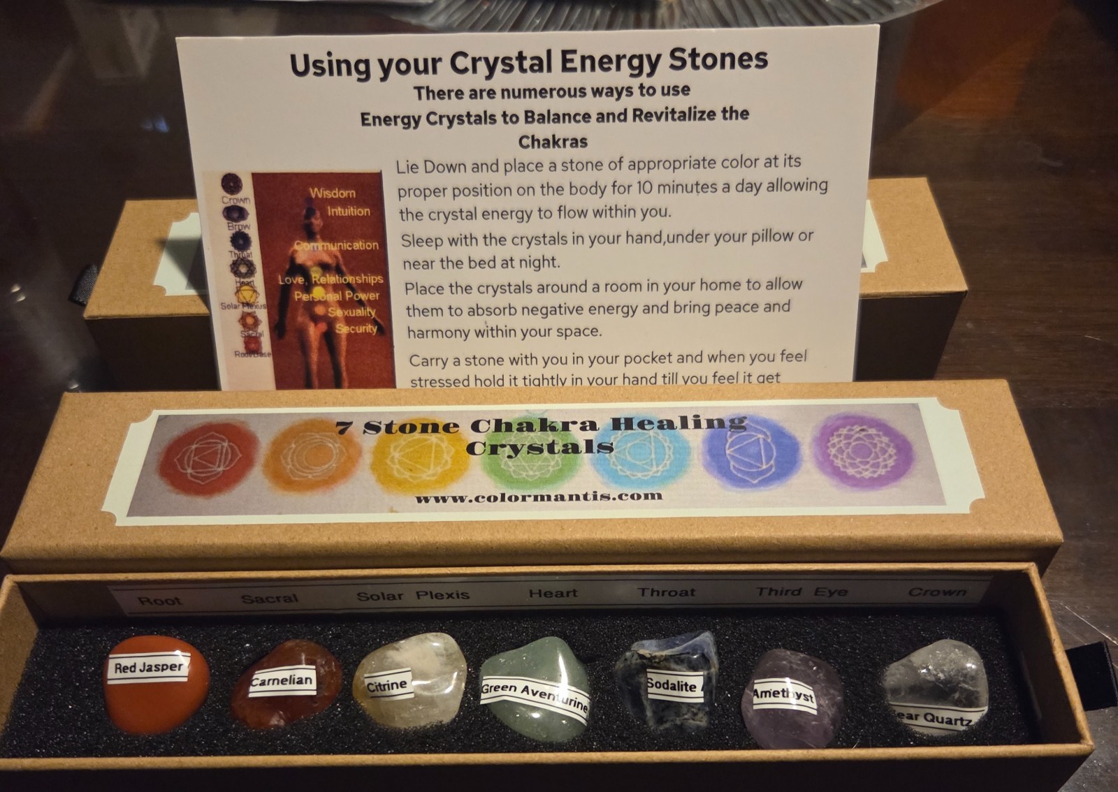 7 Stone Chakra healing set with natural tumbled stones and carry pouch