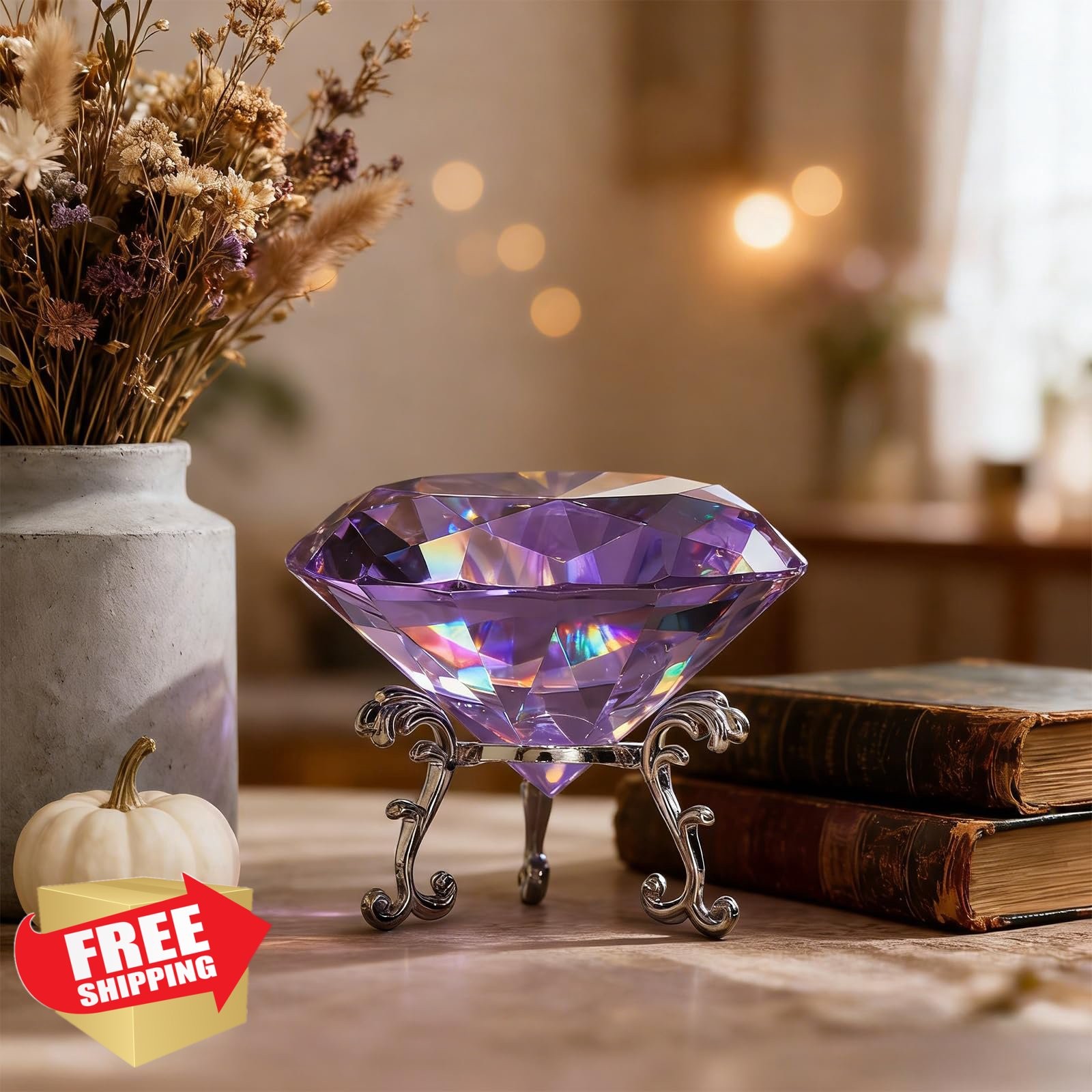 MysticGlitz Purple Crystal Diamond 3.15 Inch