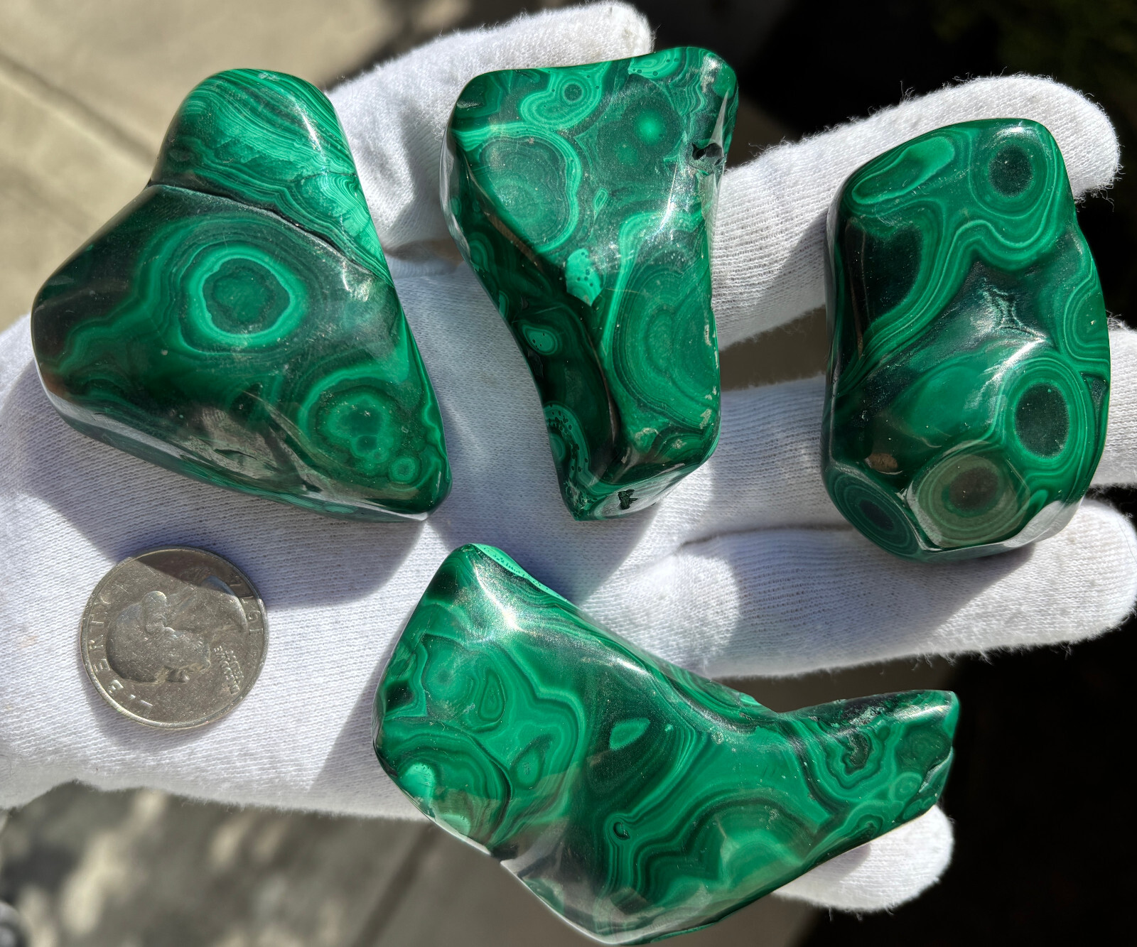 USA SALE 402g LOT MALACHITE POLISHED XL TUMBLE PALMSTONE SIZE PALM STONE STONES