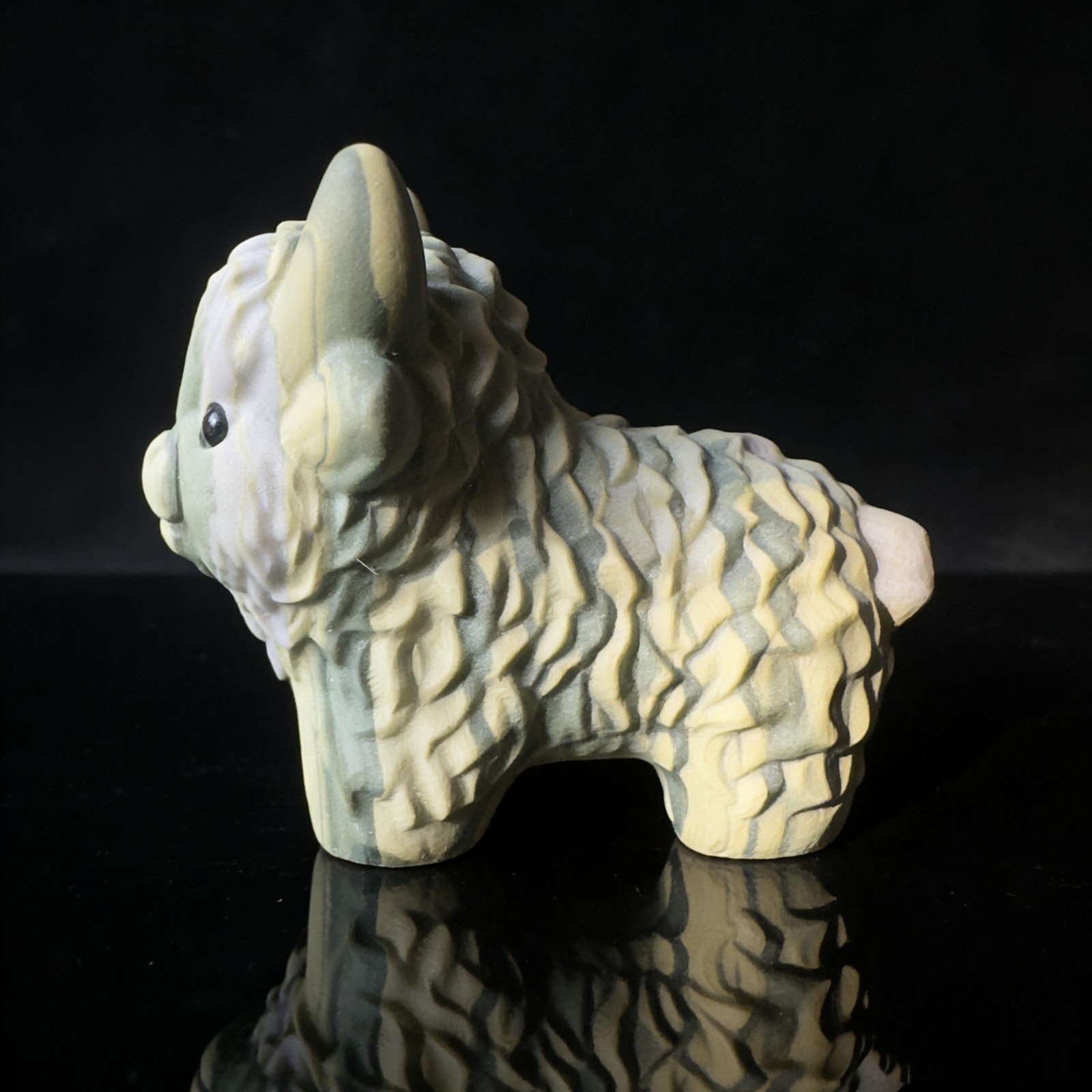 Precision Carved Natural Stone Yak with Detailed Fur Curved Horns Powerful Stanc