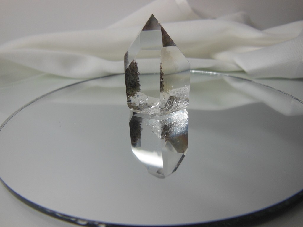 Natural Quartz Crystal / Clear Standup / Chlorite Crystals Inside “Moss Look”