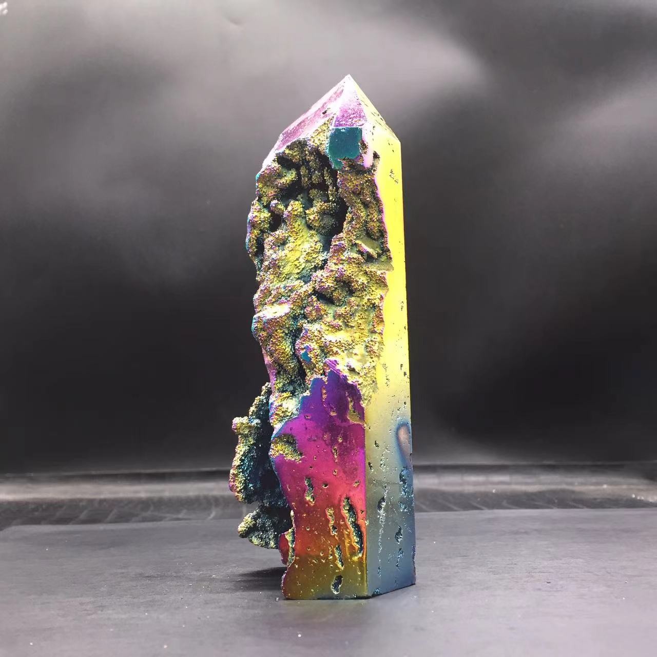 Angel Aura Natural Sphalerite Crystal Geode Point Pillar Healing Decorate
