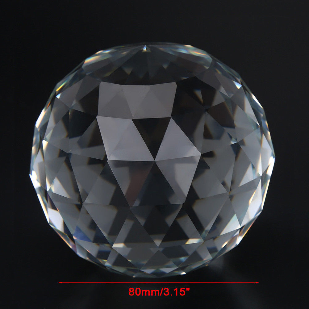 Clear Cut Crystal Sphere 60/80/100mm Faceted Gazing Ball Prisms Suncatcher Decor