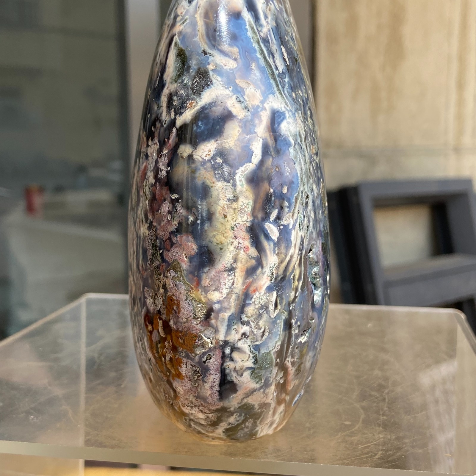 3.17LB Natural Colourful Ocean Jasper Crystal Display Specimen Healing