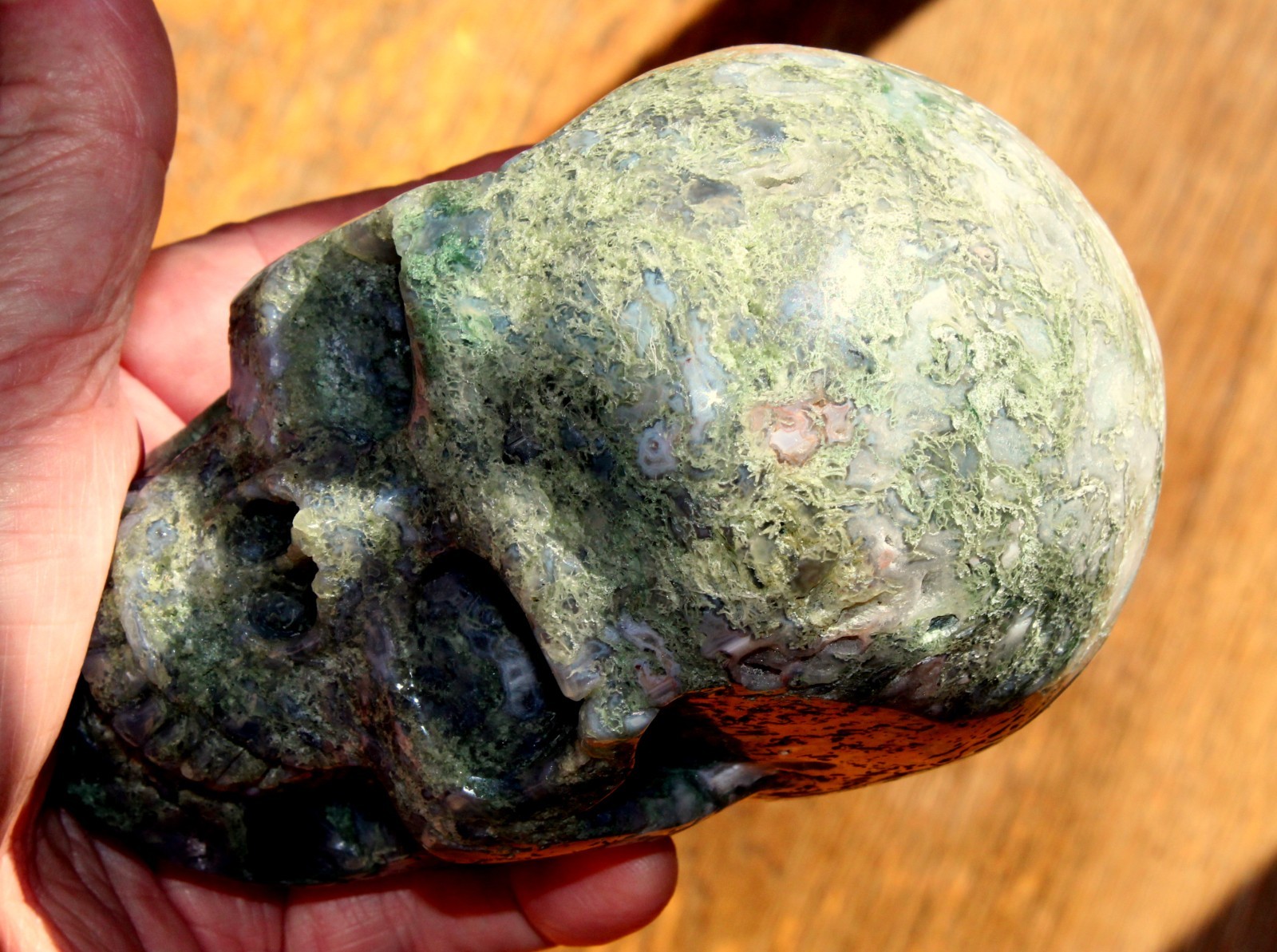 Magnificent Hand Carved Ocean Agate Crystal Skull *** Over 5″ *** 3 POUNDS! ***