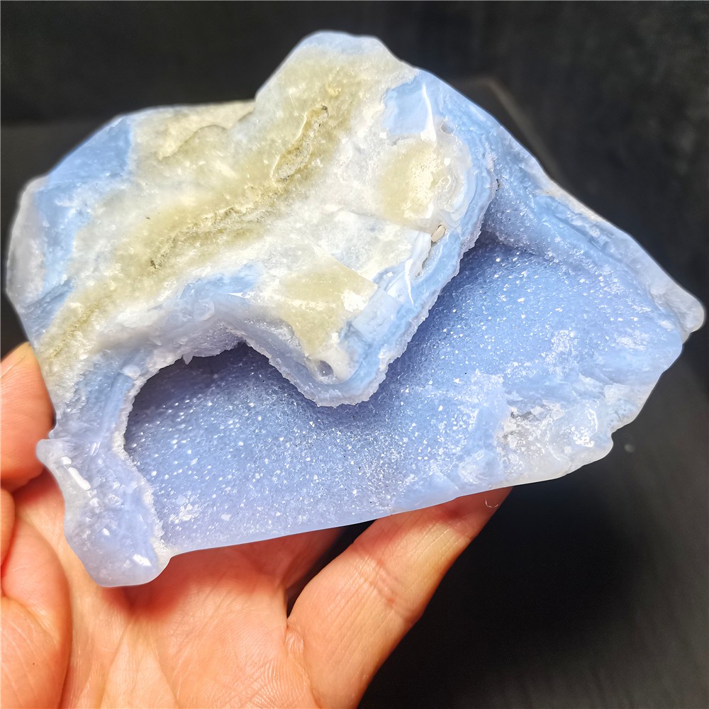 RARE 393.2g Natural Argentine Blue Agate Stone Geode Healing R2136