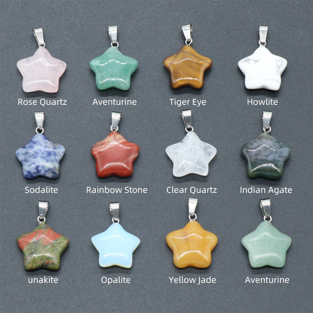 20mm Crystal Star shape Pendant Beads for Jewelry Making Necklace Charm Healing