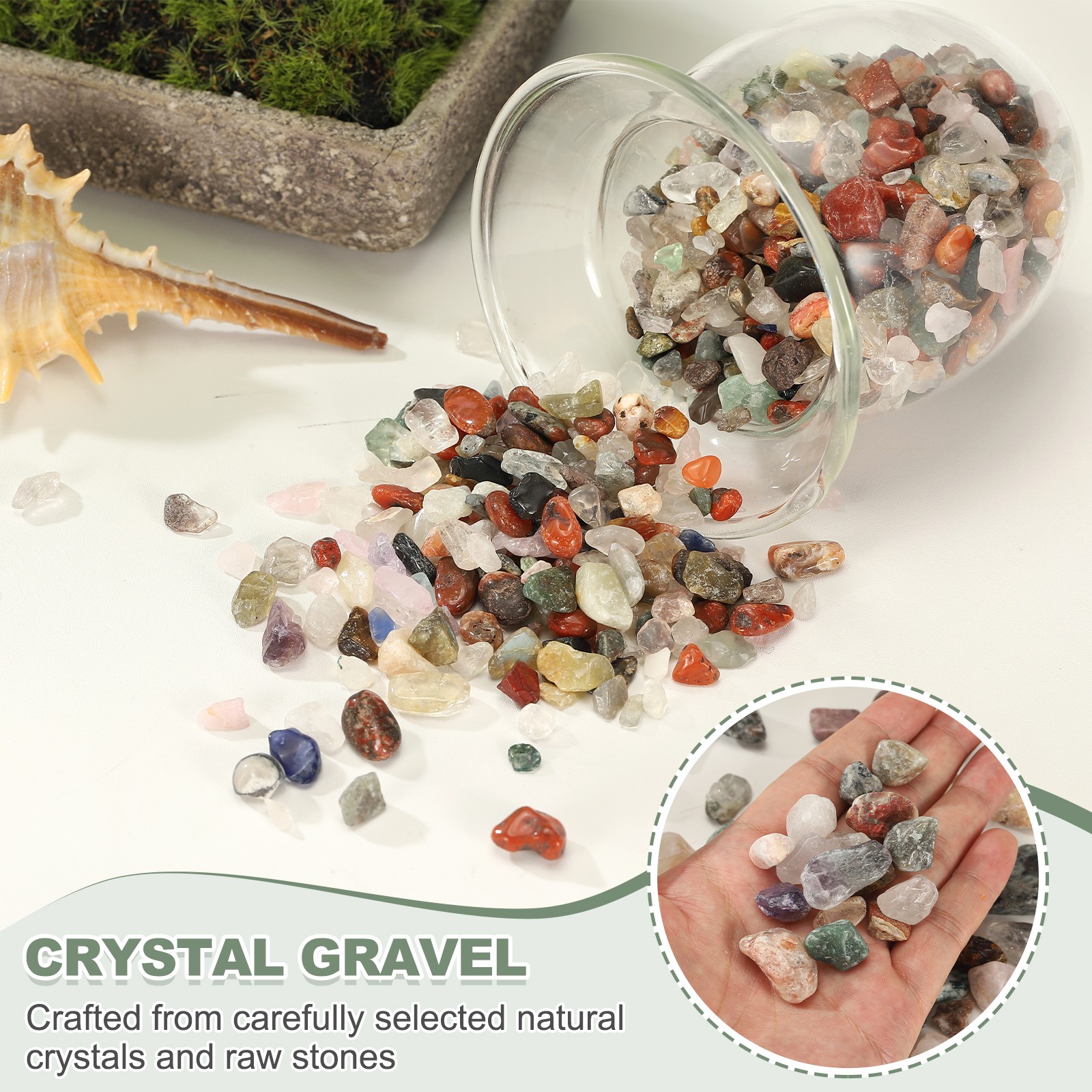 Crystal Chips Stone 0.44 Lb Fluorite Gravel Rocks (White Quartz 9 – 26 mm)