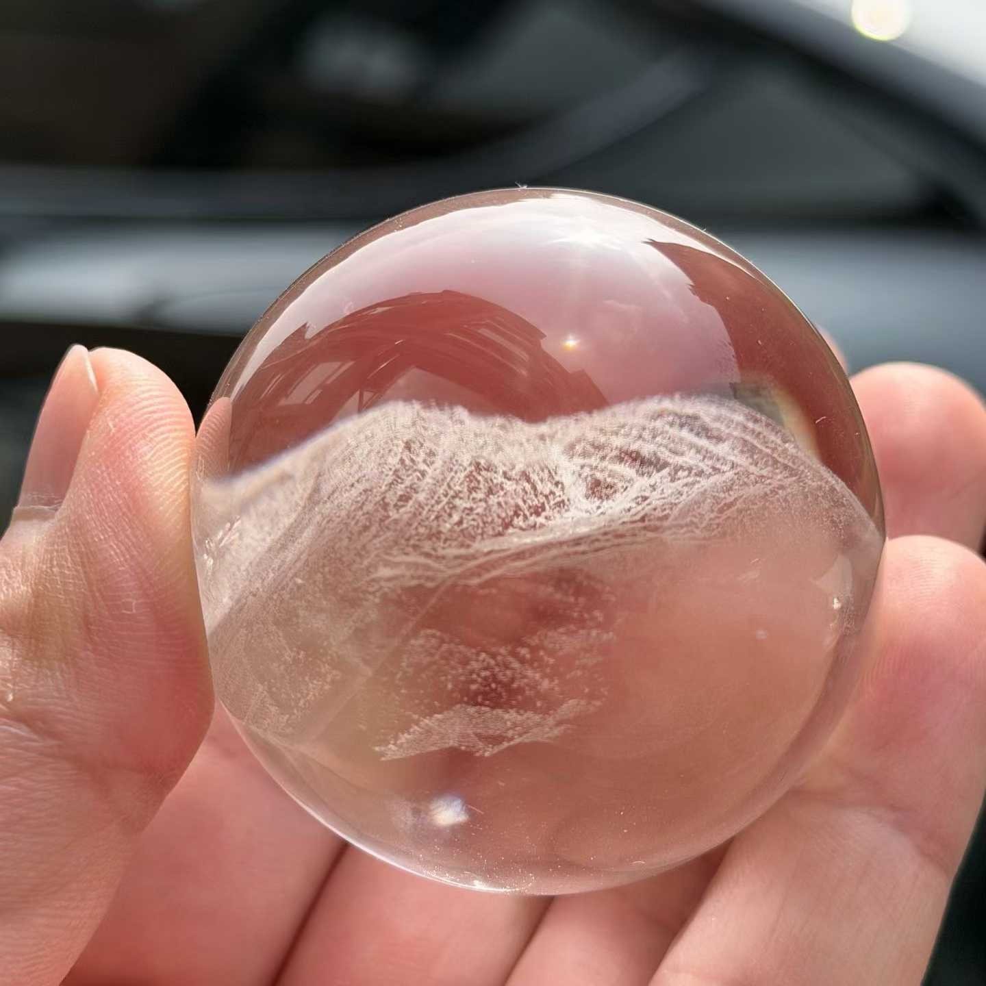 50mm Natural clear Crystal sphere quartz polished ball rainbow Reiki energy