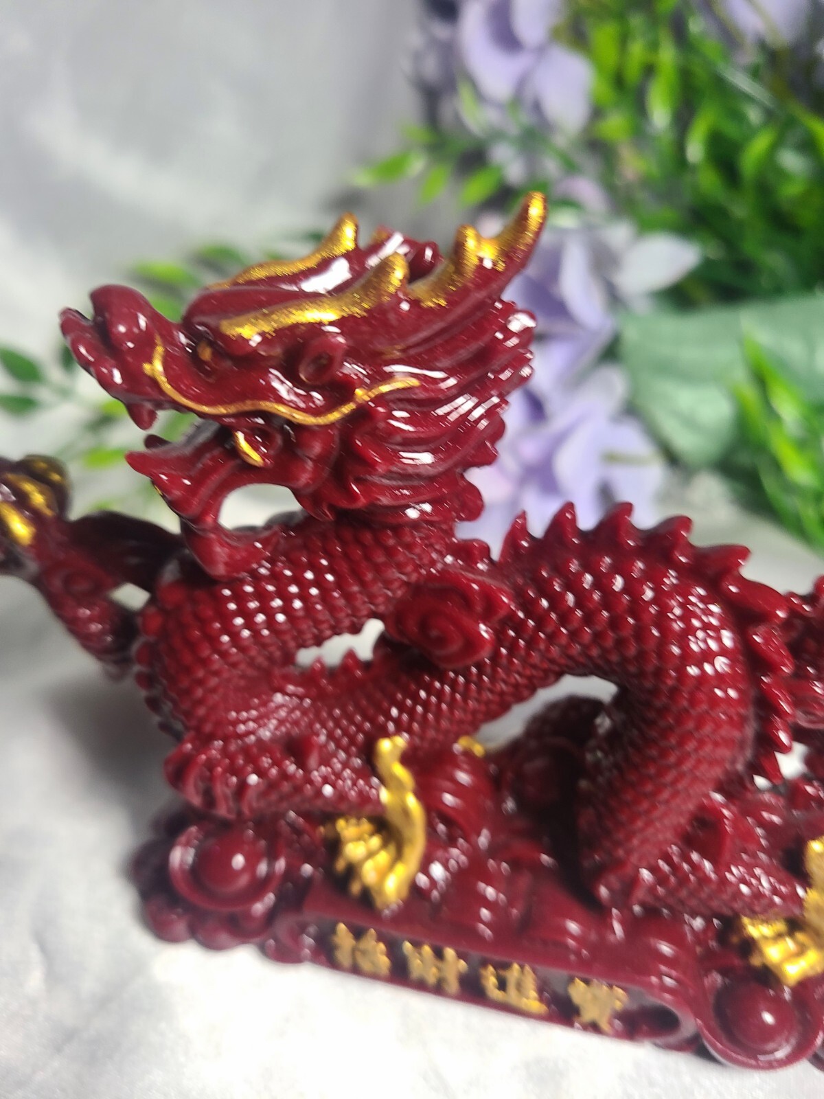 5.7″ Full Body Cinnabar Chinese Dragon w/ Sphere Crystal Stone Carving Statue